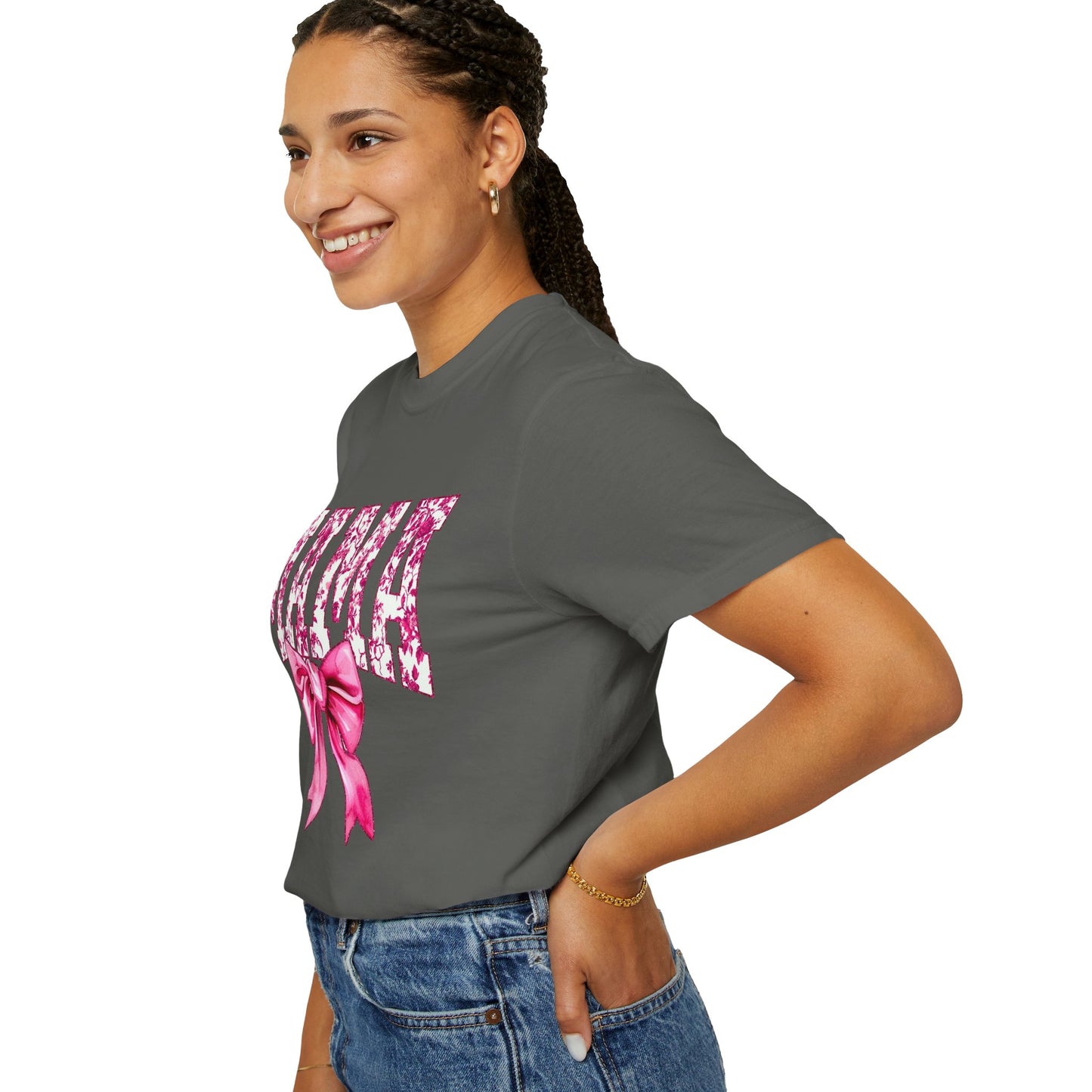 Mama Floral Bow T-Shirt — Mother's Day Pink Ribbon Tee