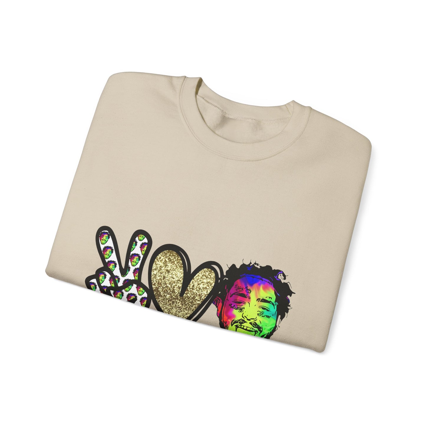 Leopard Peace Sign with Gold Heart crewneck sweatshirt | peace  love