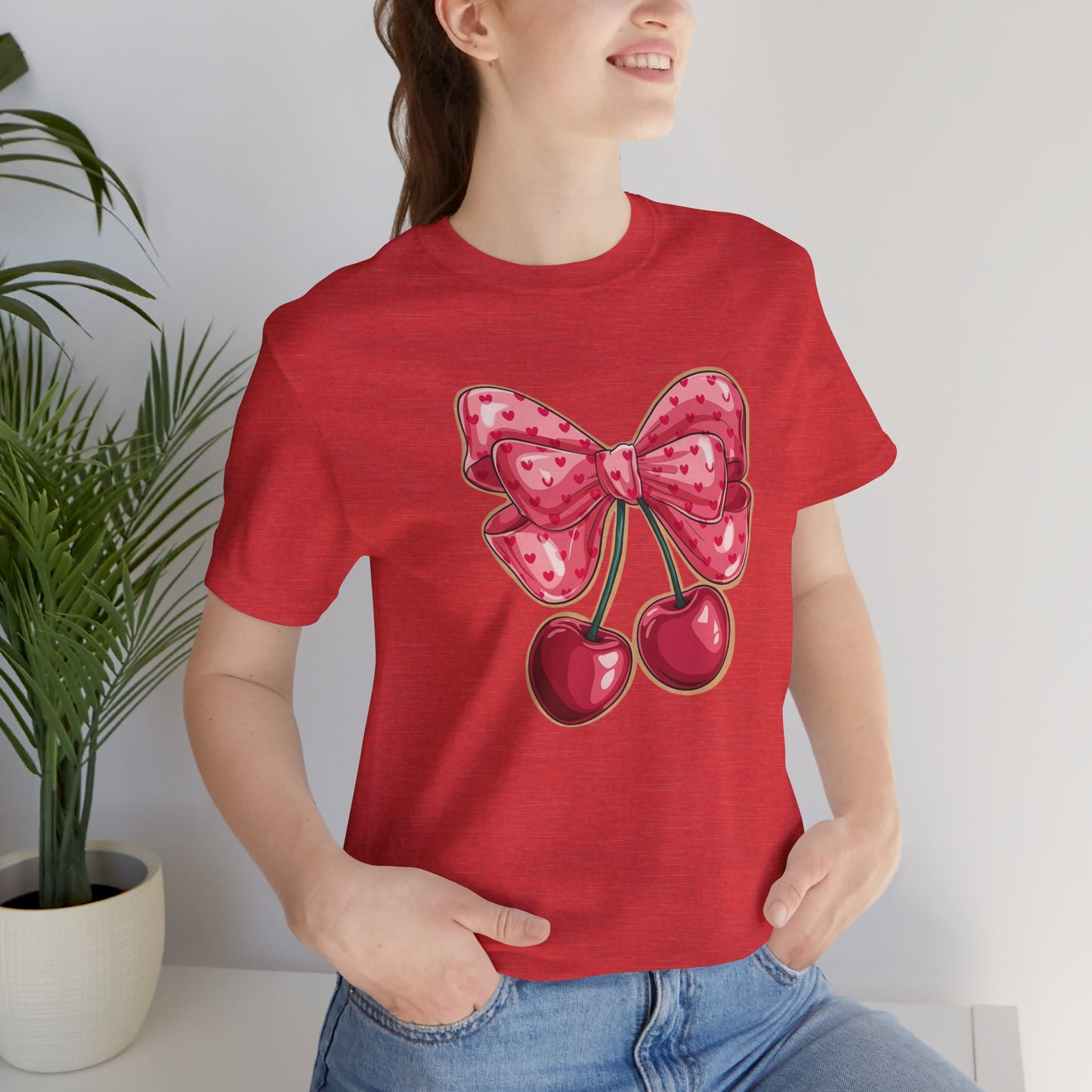 Cherry Bow Tee — Cute Pink Cherry Graphic T-Shirt