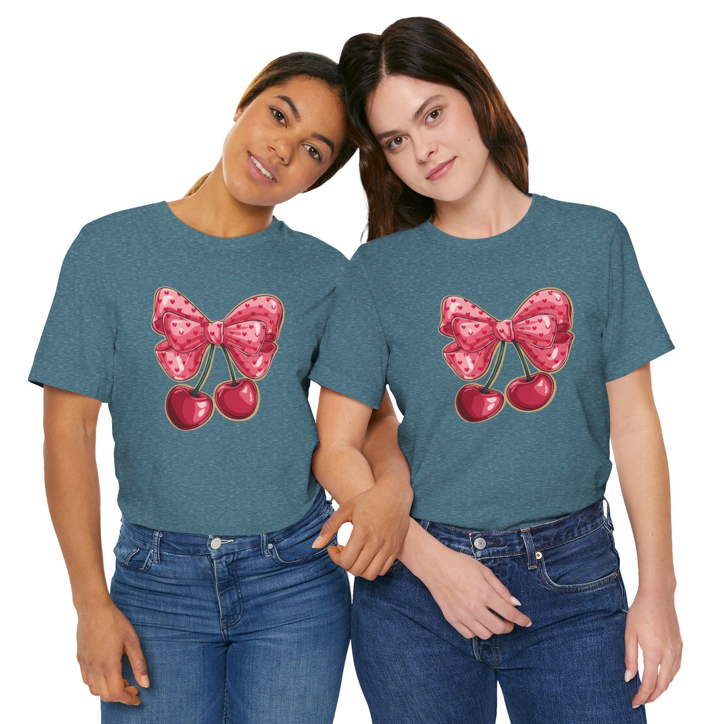 Cherry Bow Tee — Cute Pink Cherry Graphic T-Shirt