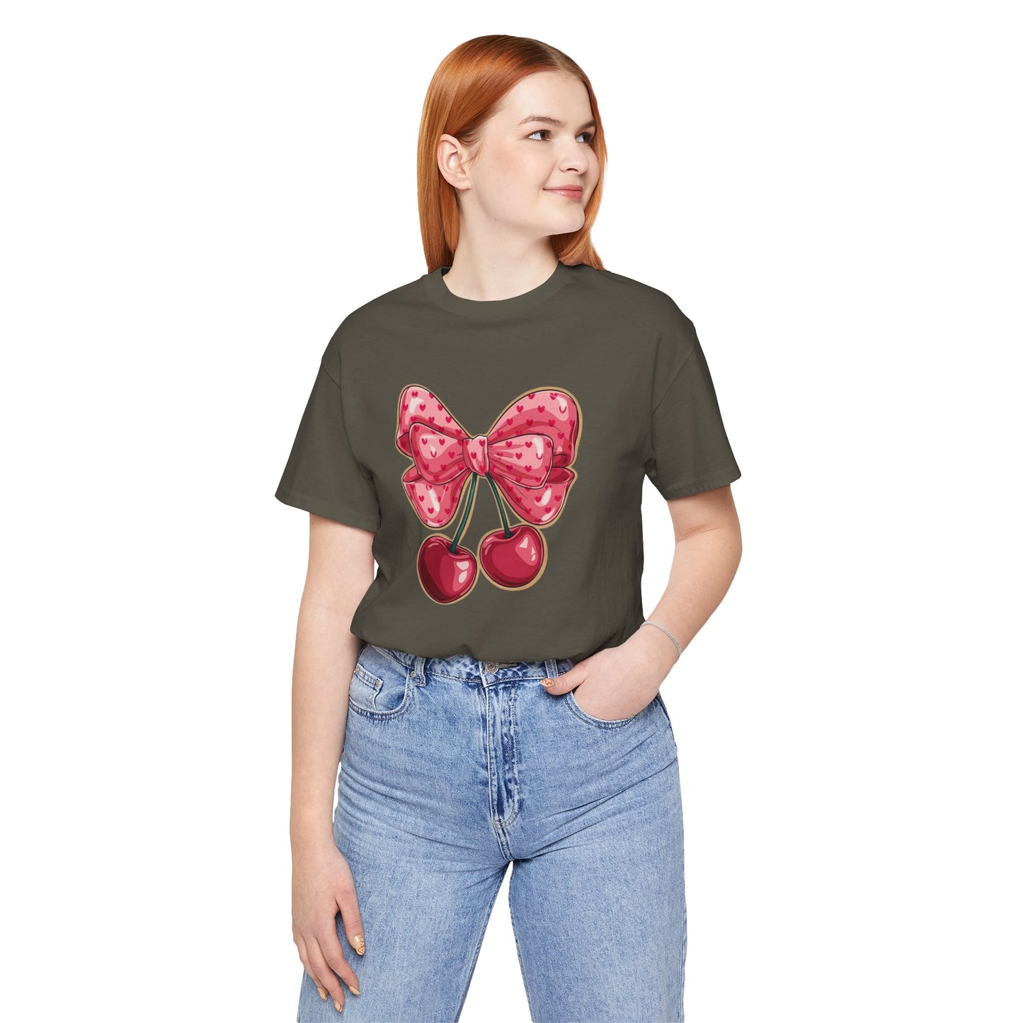 Cherry Bow Tee — Cute Pink Cherry Graphic T-Shirt