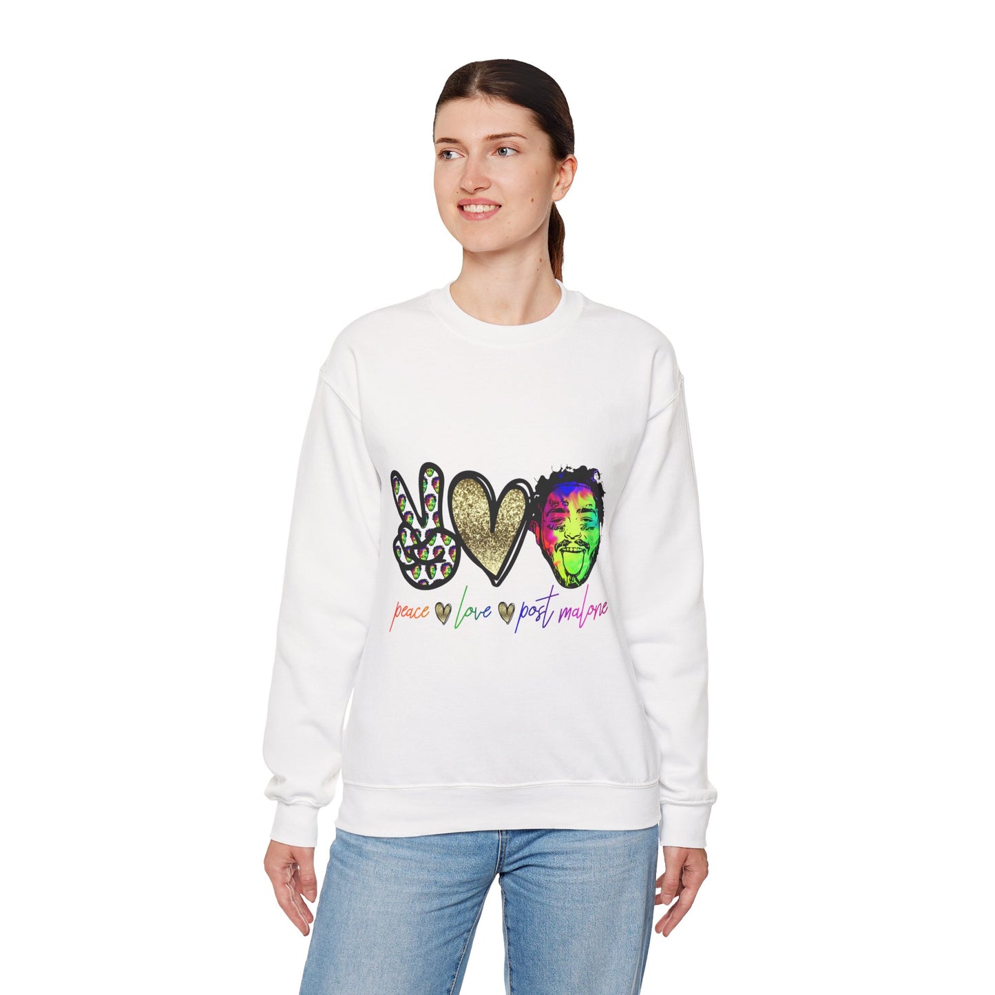 Leopard Peace Sign with Gold Heart crewneck sweatshirt | peace  love