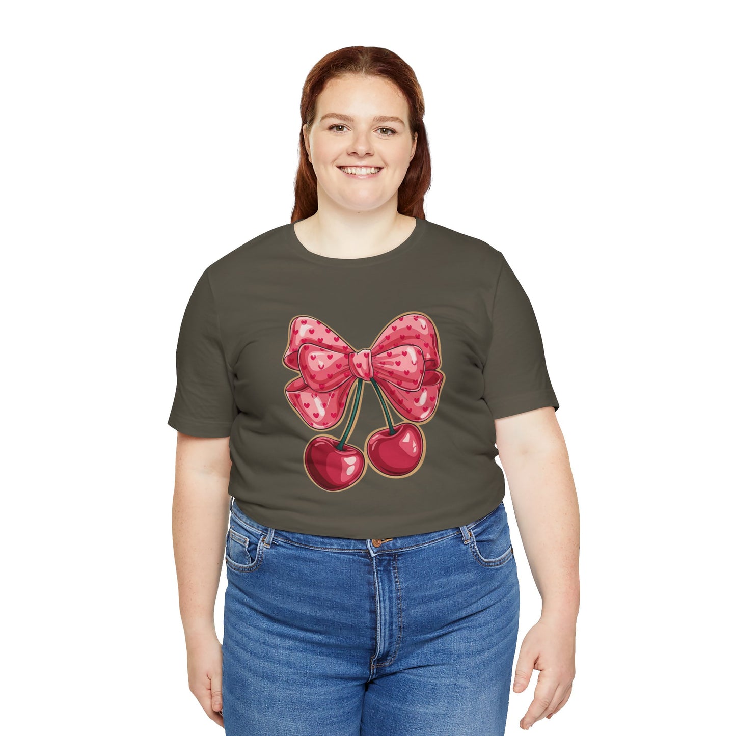 Cherry Bow Tee — Cute Pink Cherry Graphic T-Shirt