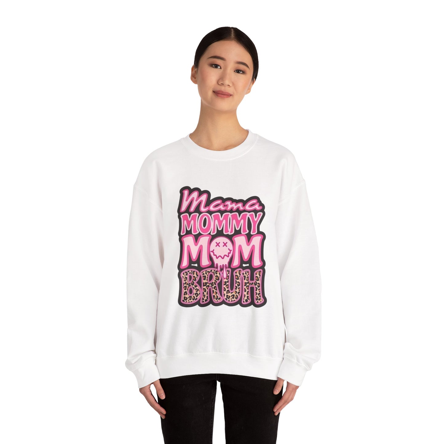 Mama Mommy Mom Bruh sweatshirt | Pink leopard text crewneck