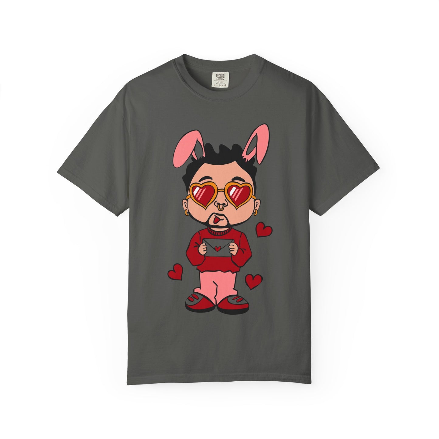 Valentine Bunny Dude T-Shirt — Cute Heart Eyes Love Graphic Tee