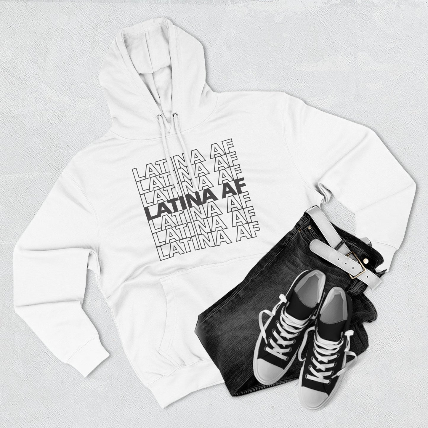 LATINA AF Typography Hoodie | Embroidered Chest Option
