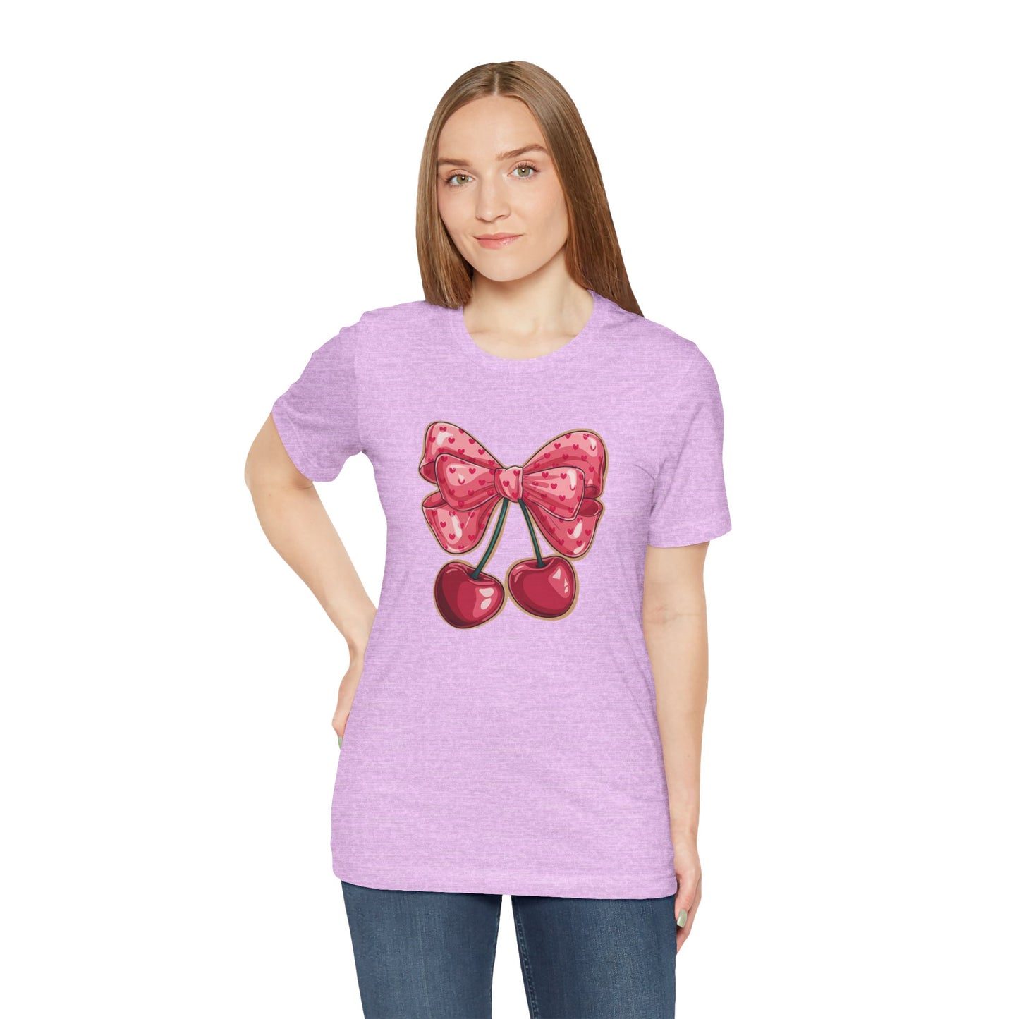 Cherry Bow Tee — Cute Pink Cherry Graphic T-Shirt