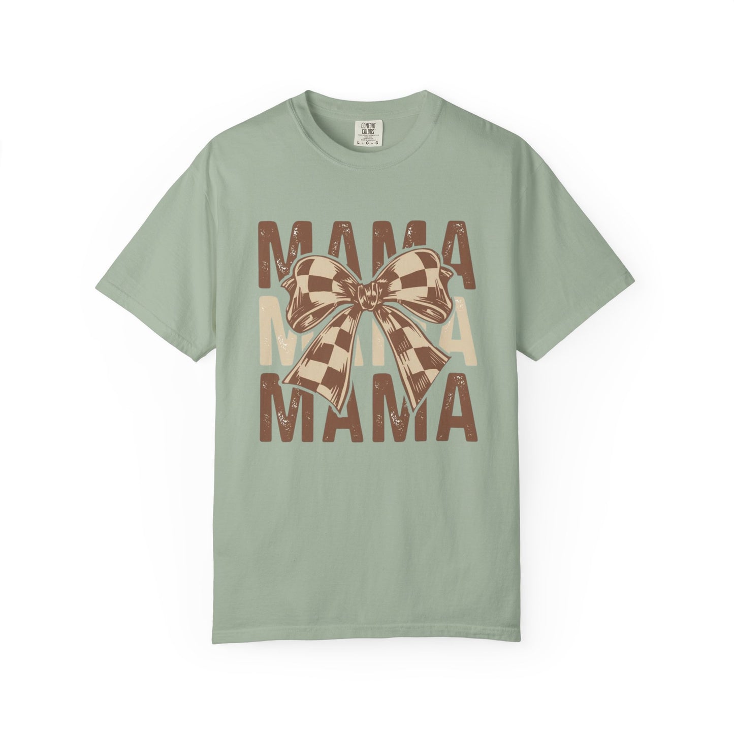 Mama Graphic T-Shirt — Plaid Bow Mom Tee (Mama Print)