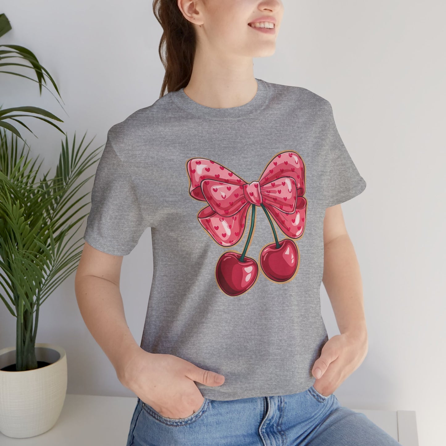 Cherry Bow Tee — Cute Pink Cherry Graphic T-Shirt