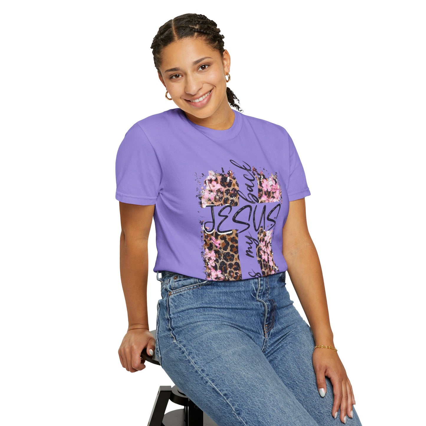 Jesus Has My Back T-Shirt | Leopard Floral Cross Christian Faith Tee