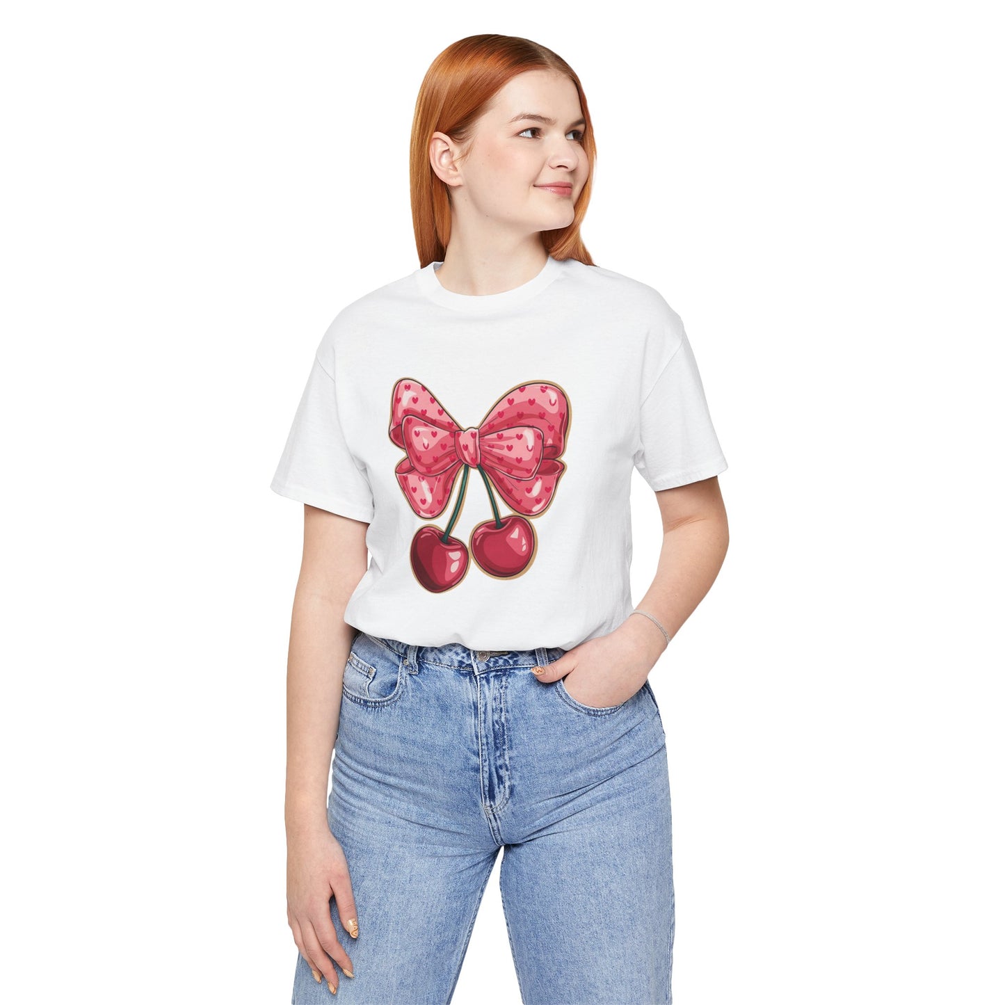 Cherry Bow Tee — Cute Pink Cherry Graphic T-Shirt