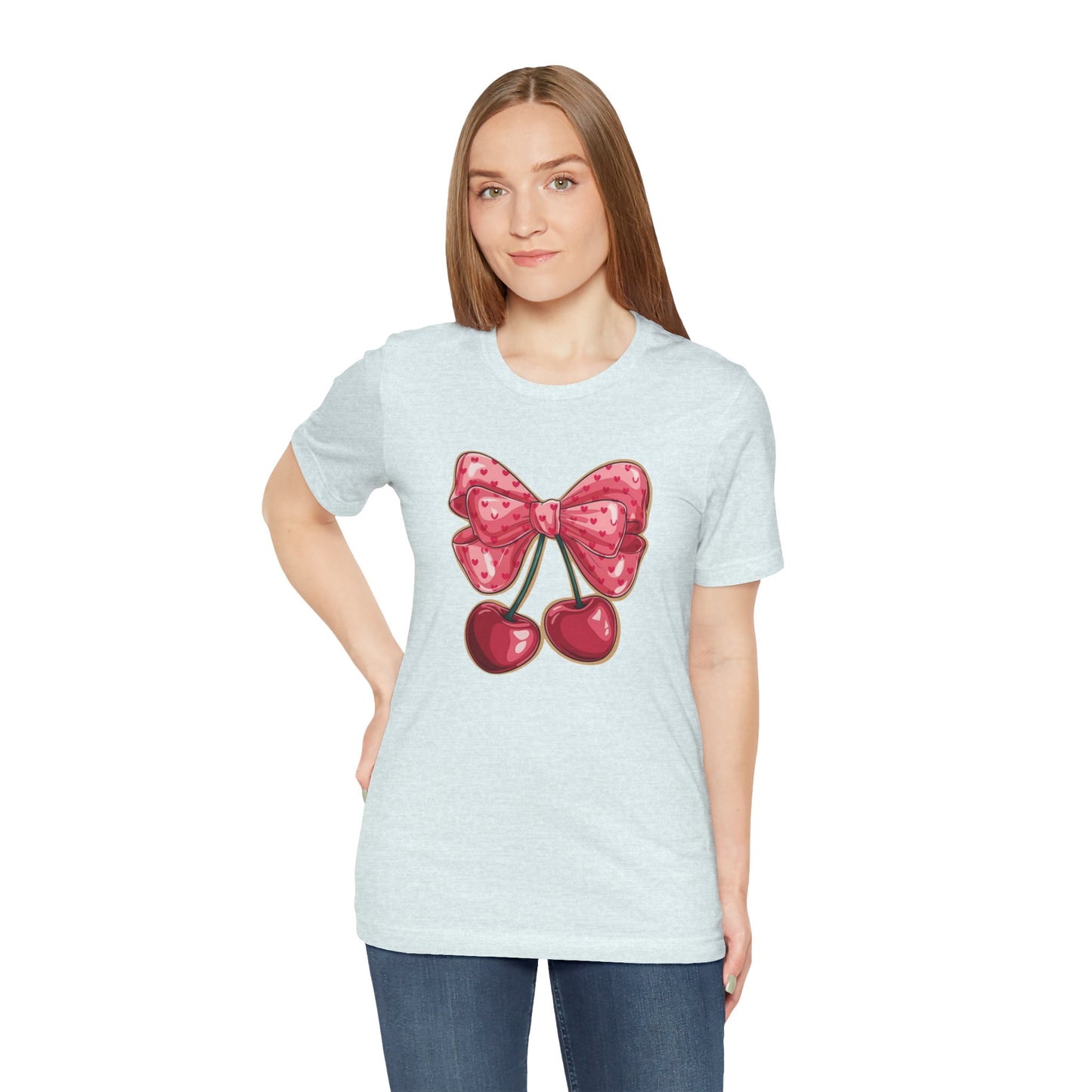 Cherry Bow Tee — Cute Pink Cherry Graphic T-Shirt