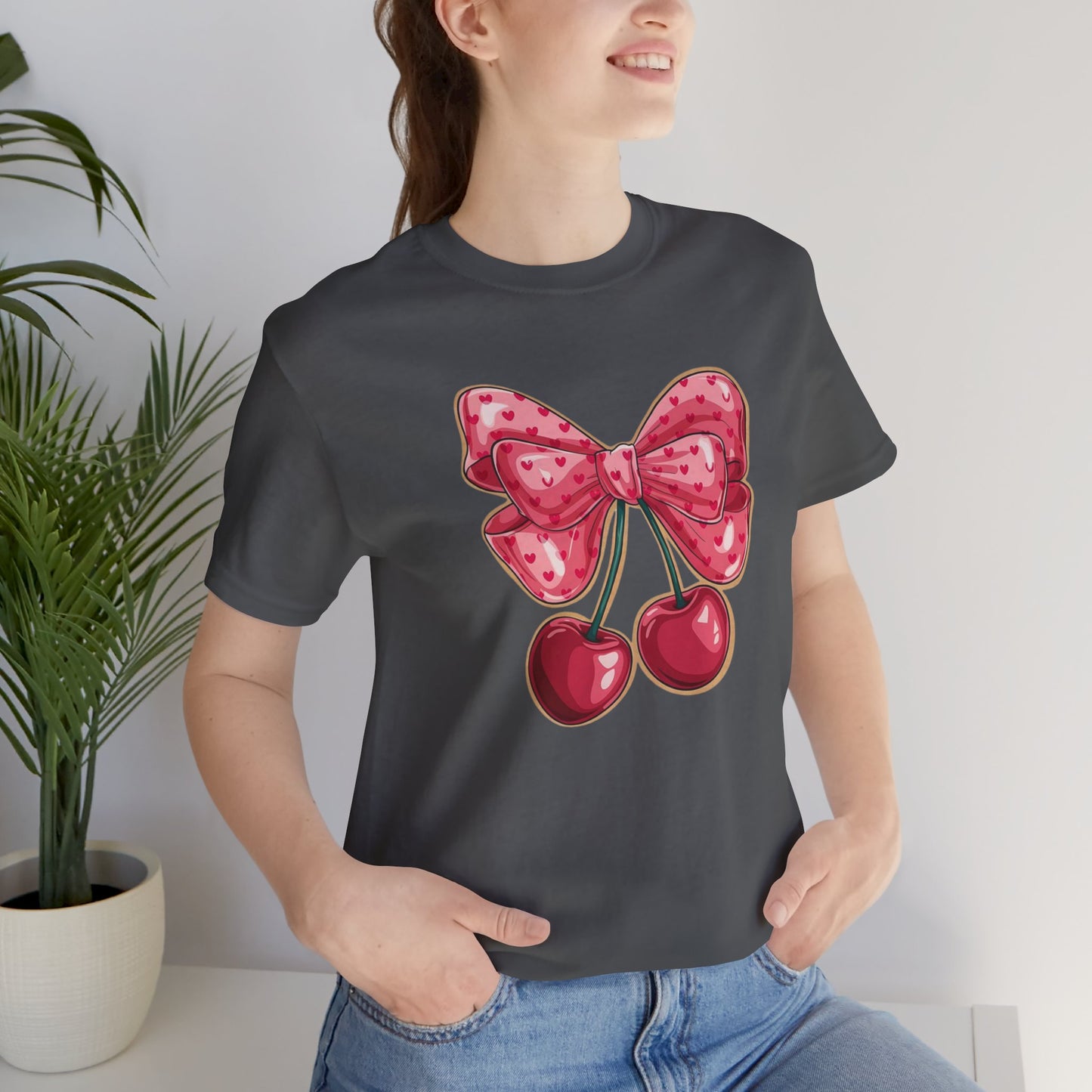 Cherry Bow Tee — Cute Pink Cherry Graphic T-Shirt