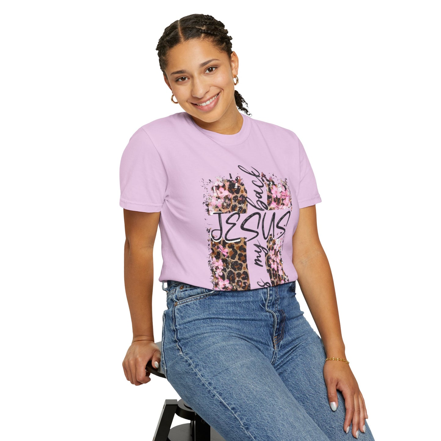 Jesus Has My Back T-Shirt | Leopard Floral Cross Christian Faith Tee