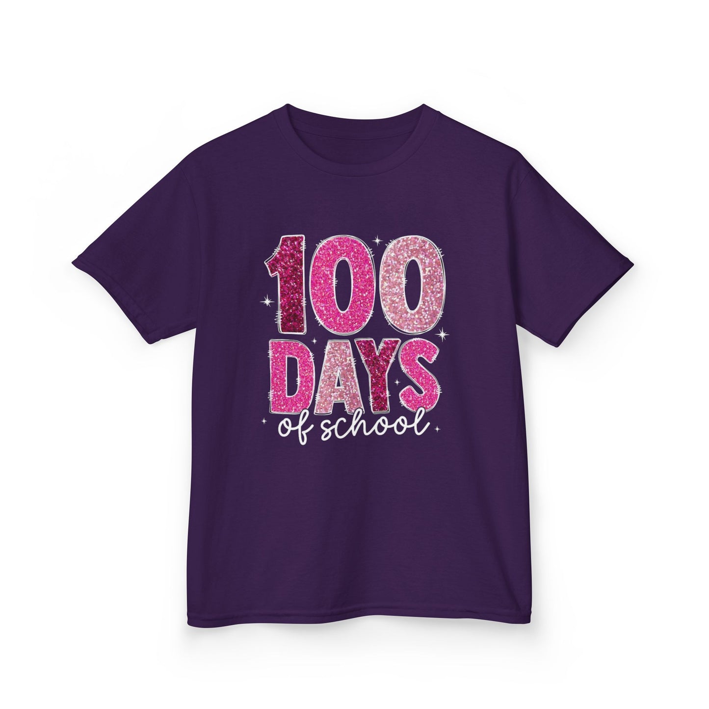 100 Days Glitter Text Kids Tee | School Milestone Shirt