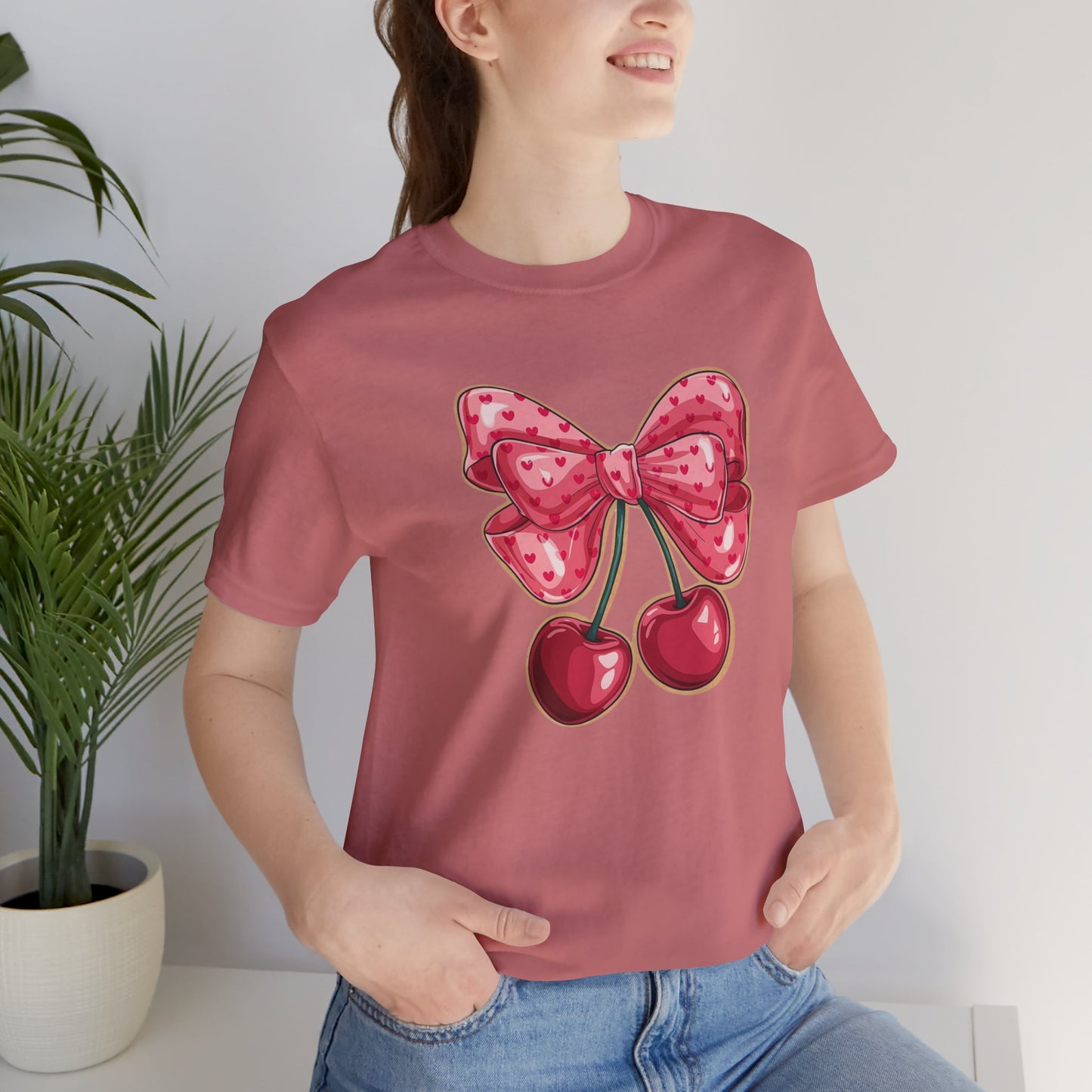 Cherry Bow Tee — Cute Pink Cherry Graphic T-Shirt