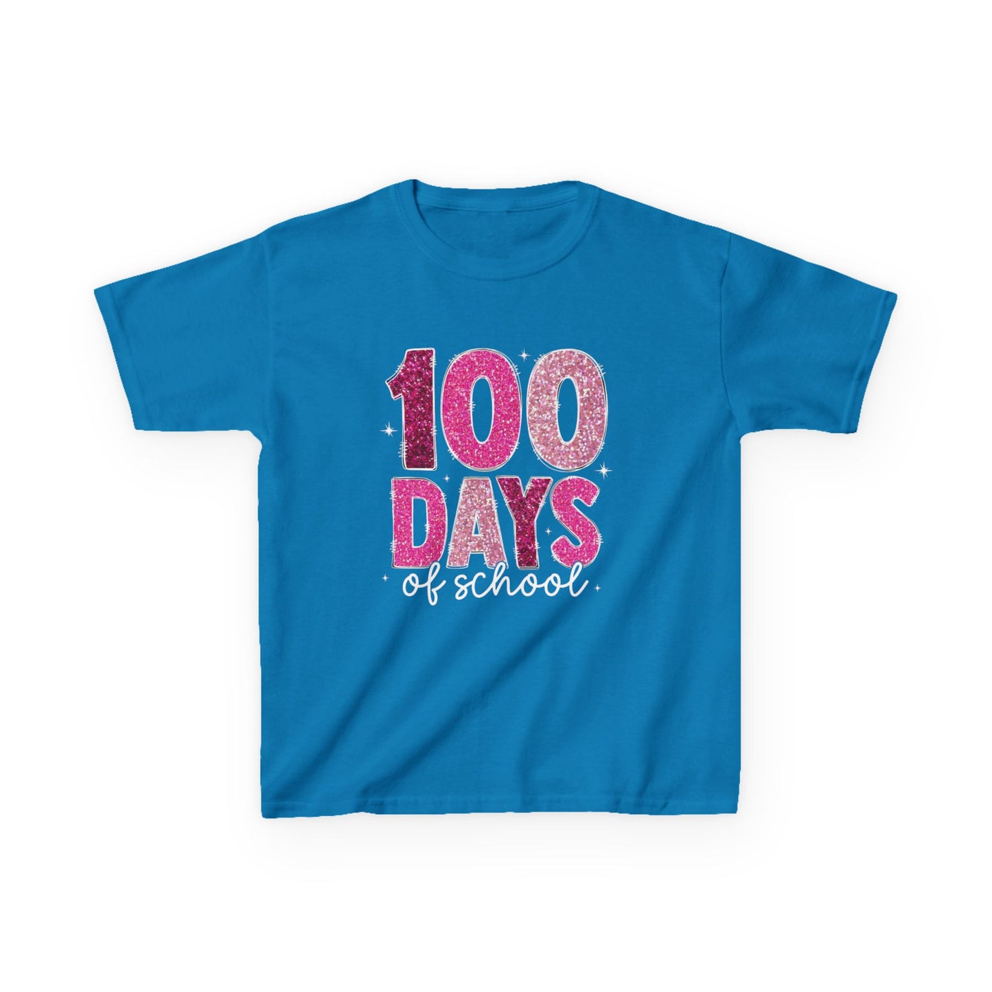 100 Days Glitter Text Kids Tee | School Milestone Shirt