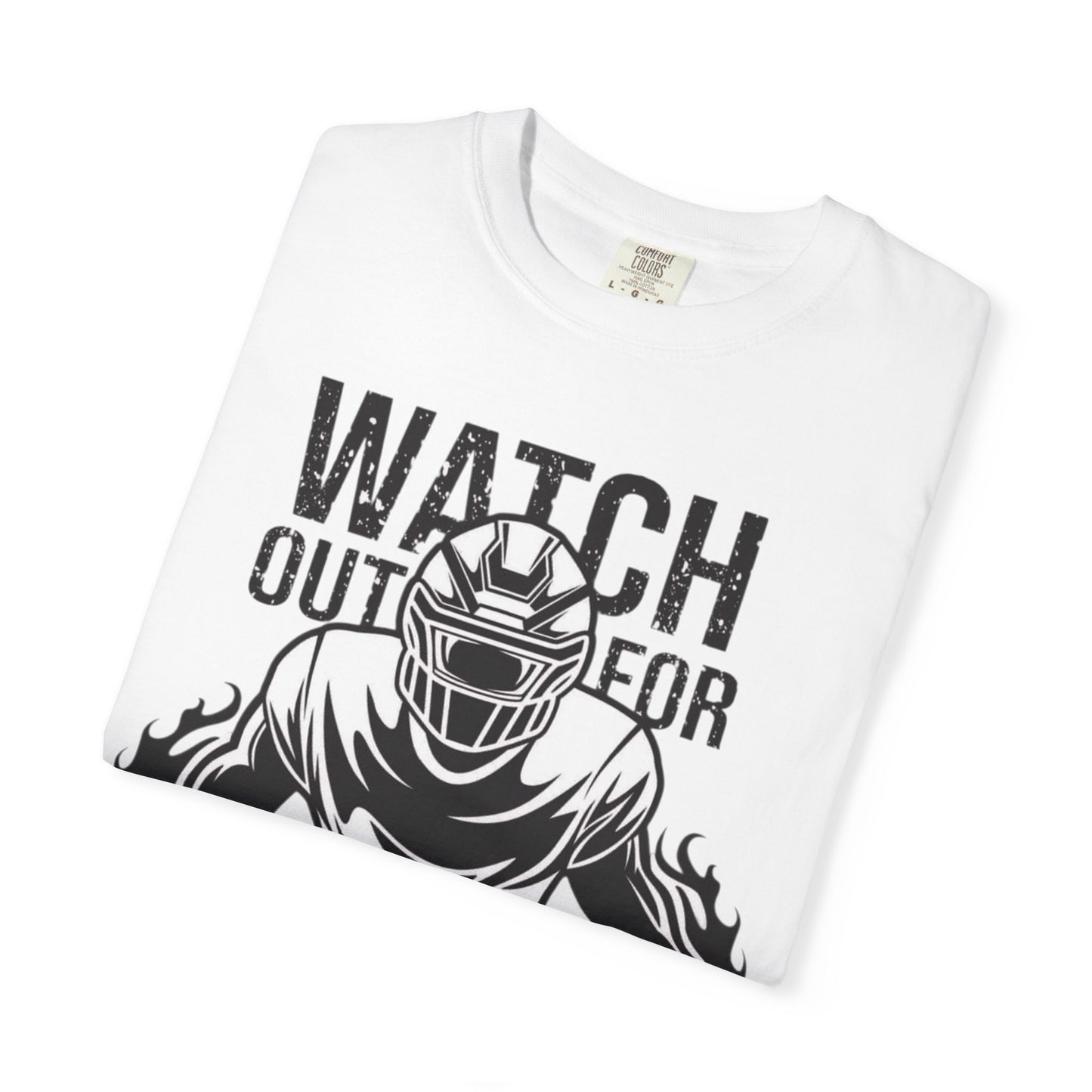 Watch Out For He's A Beast Football Player T-Shirt | Sports Helmet Grunge