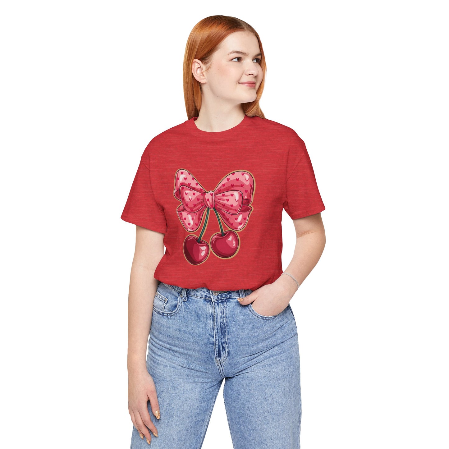 Cherry Bow Tee — Cute Pink Cherry Graphic T-Shirt