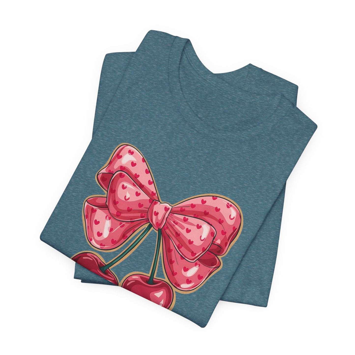 Cherry Bow Tee — Cute Pink Cherry Graphic T-Shirt