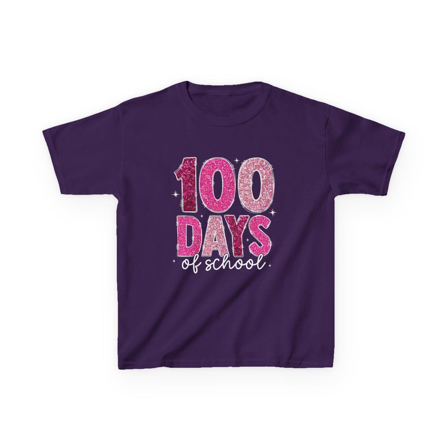 100 Days Glitter Text Kids Tee | School Milestone Shirt