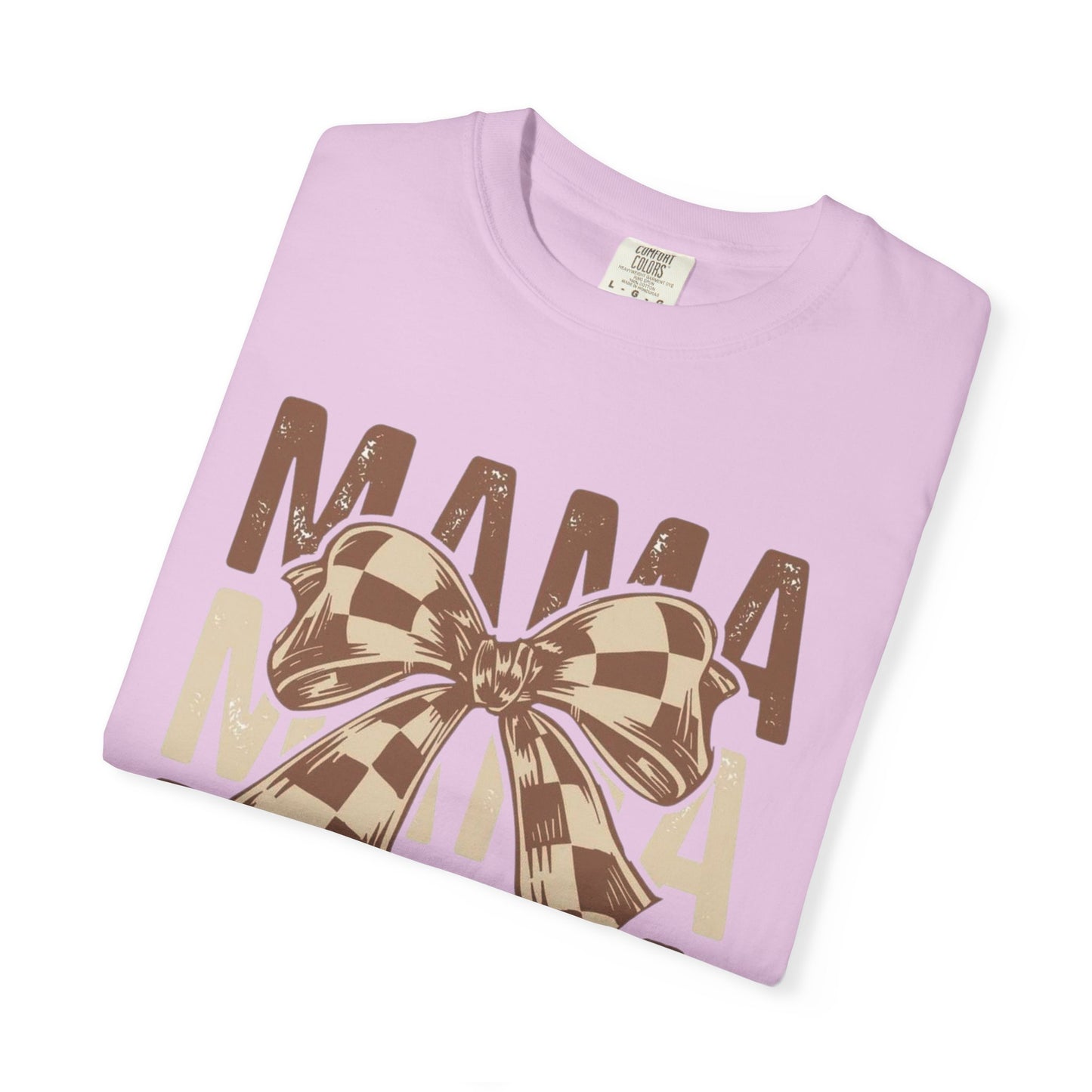 Mama Graphic T-Shirt — Plaid Bow Mom Tee (Mama Print)