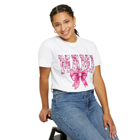 Mama Floral Bow T-Shirt — Mother's Day Pink Ribbon Tee