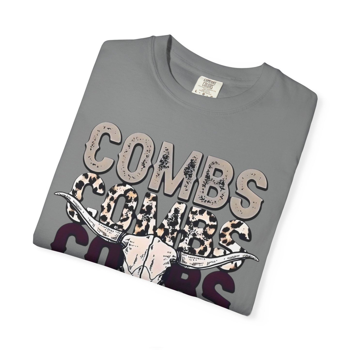 Combs Skull Repeat design T-shirt | Longhorn skull typography tee