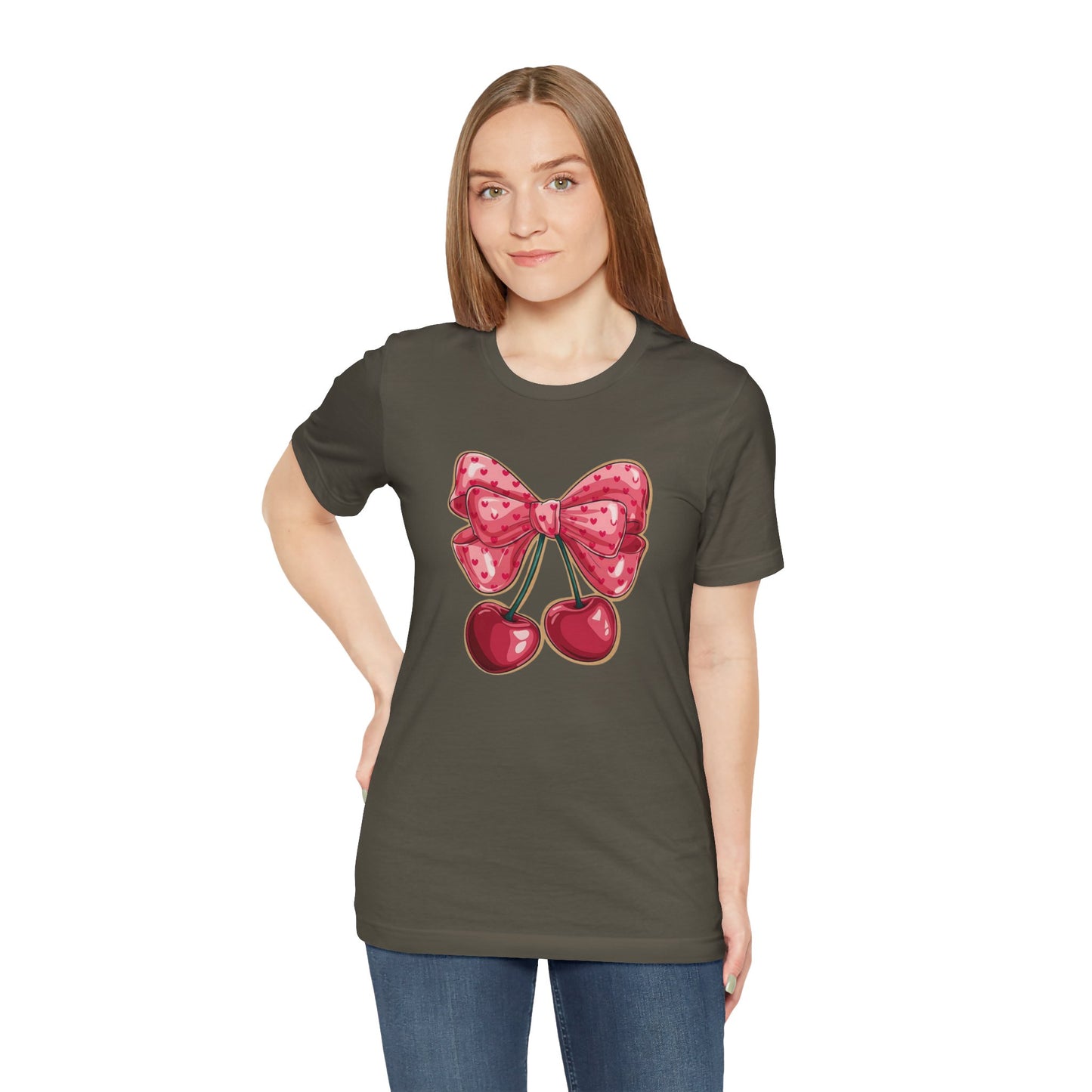 Cherry Bow Tee — Cute Pink Cherry Graphic T-Shirt