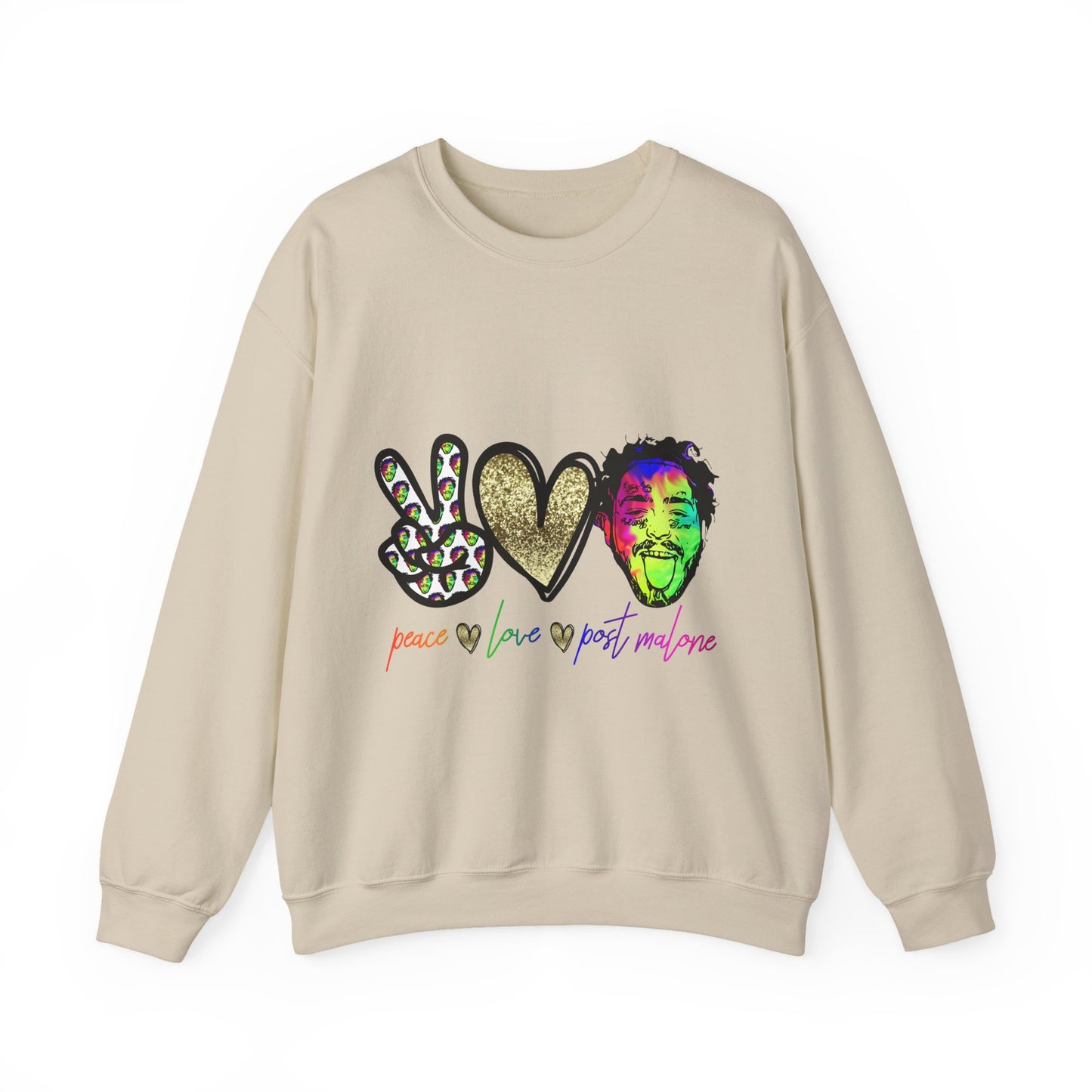 Leopard Peace Sign with Gold Heart crewneck sweatshirt | peace  love