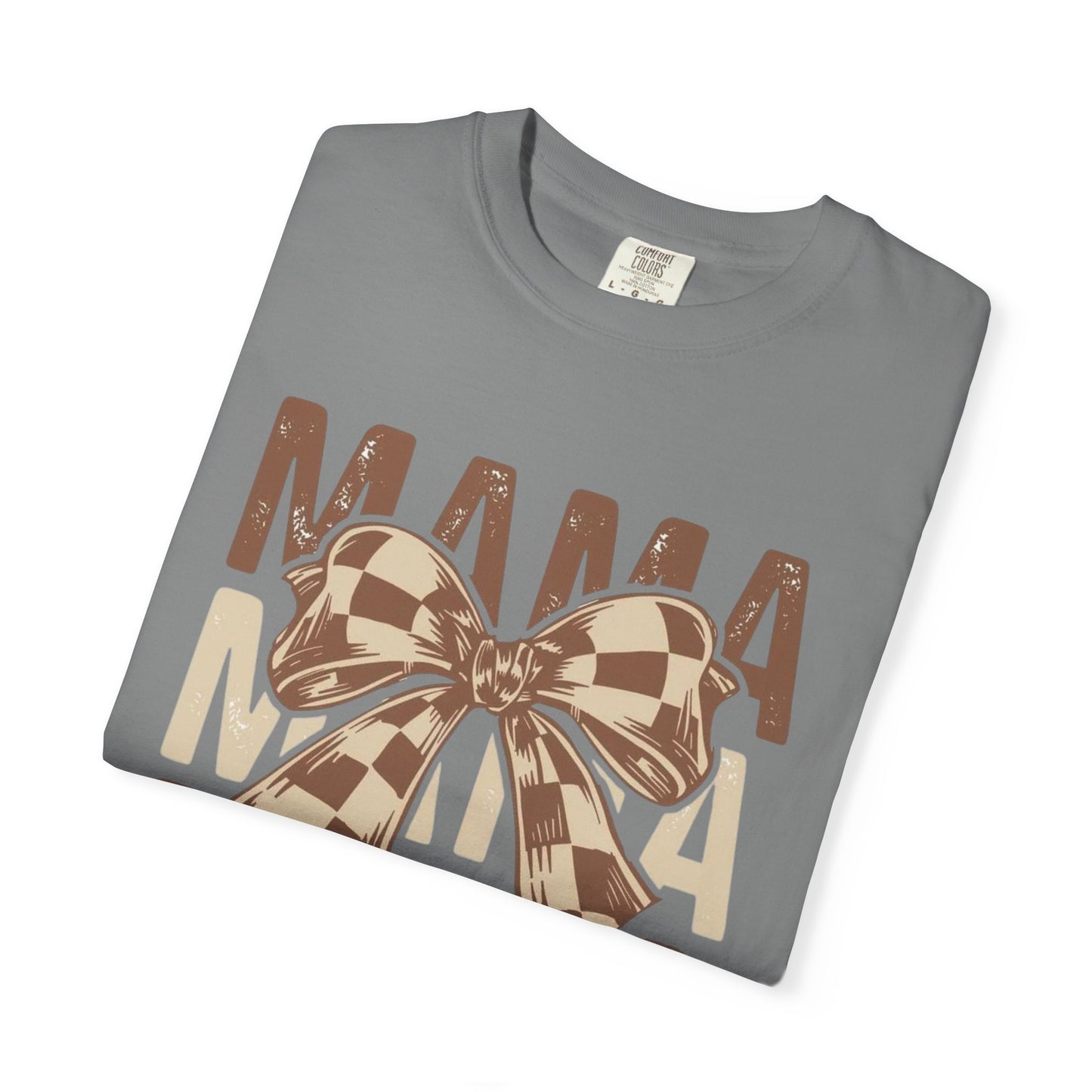 Mama Graphic T-Shirt — Plaid Bow Mom Tee (Mama Print)