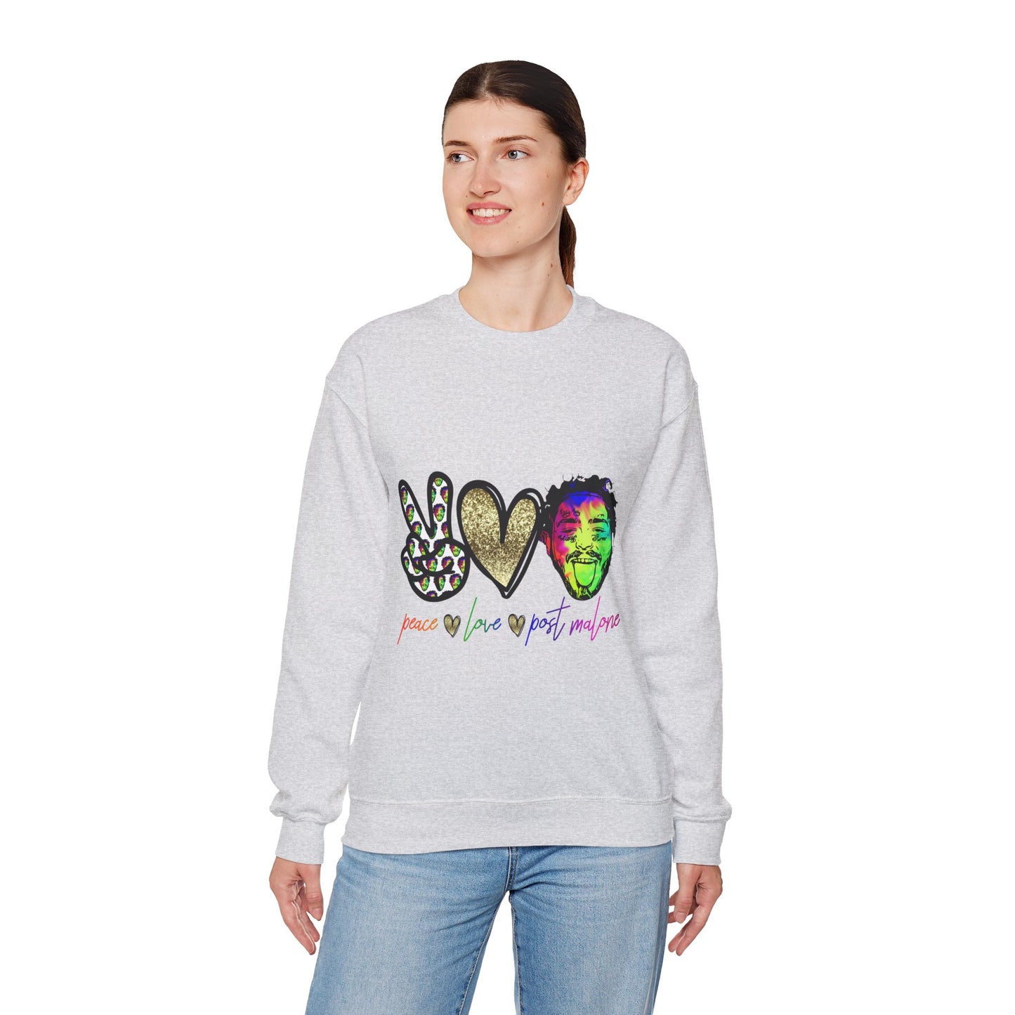 Leopard Peace Sign with Gold Heart crewneck sweatshirt | peace  love