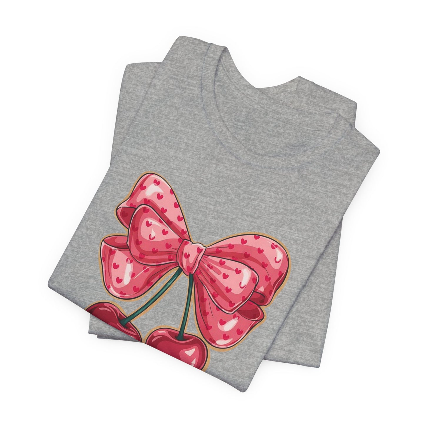 Cherry Bow Tee — Cute Pink Cherry Graphic T-Shirt
