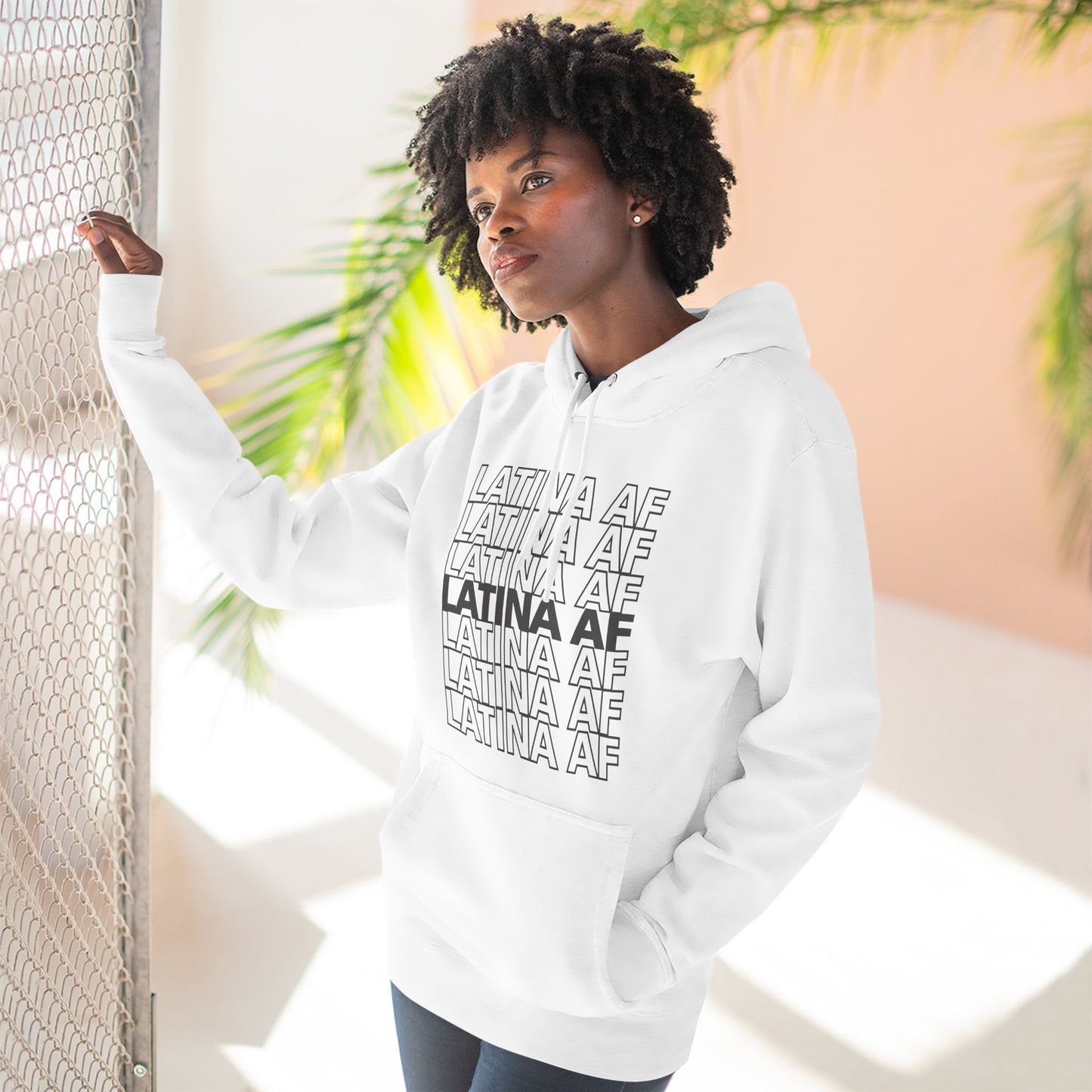 LATINA AF Typography Hoodie | Embroidered Chest Option