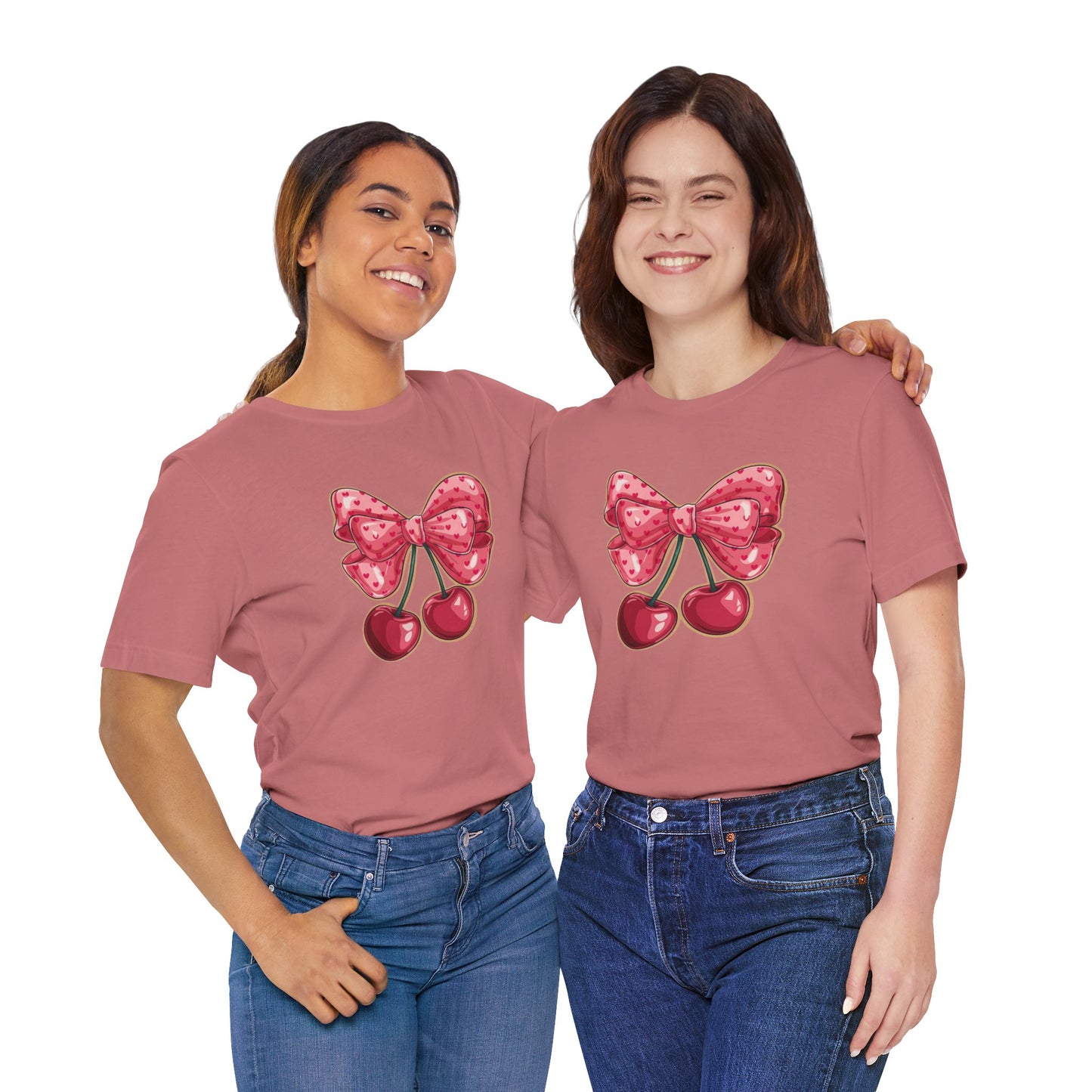 Cherry Bow Tee — Cute Pink Cherry Graphic T-Shirt