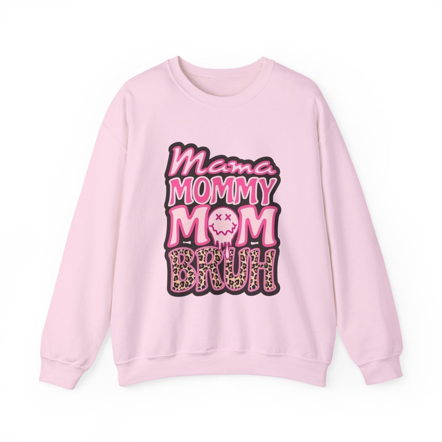 Mama Mommy Mom Bruh sweatshirt | Pink leopard text crewneck