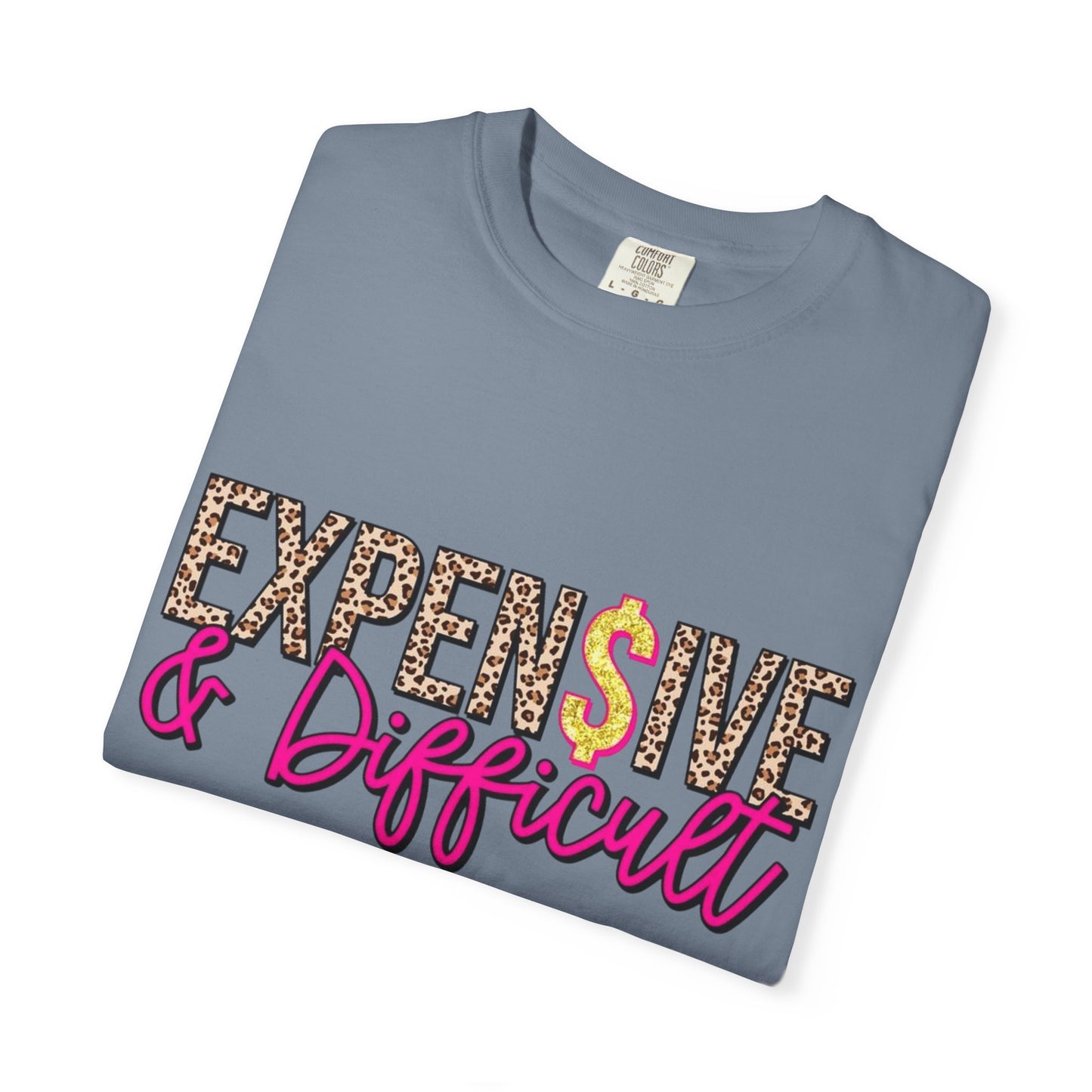 Expensive & Difficult T-shirt | Leopard Print, Dollar Sign, Pink Script