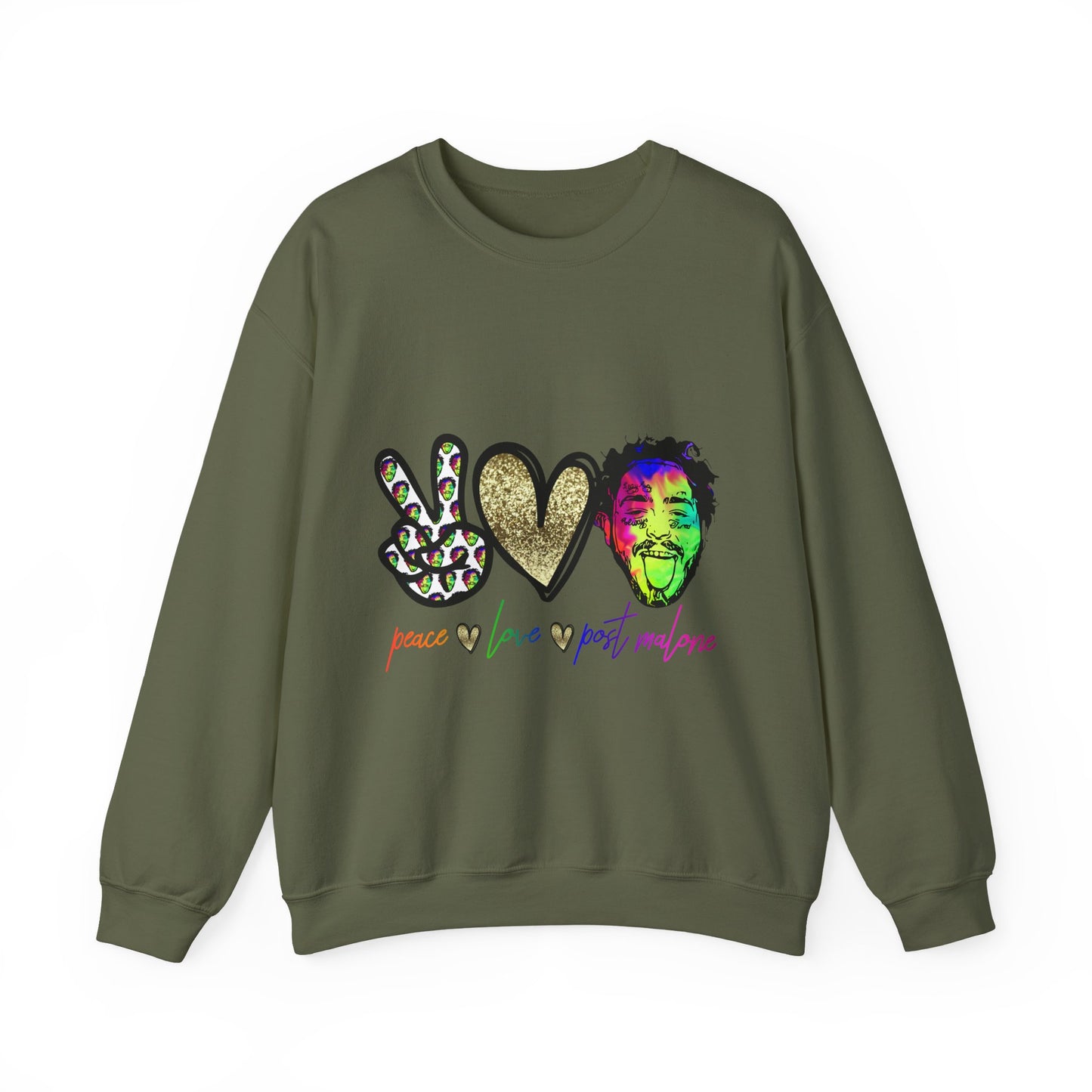 Leopard Peace Sign with Gold Heart crewneck sweatshirt | peace  love