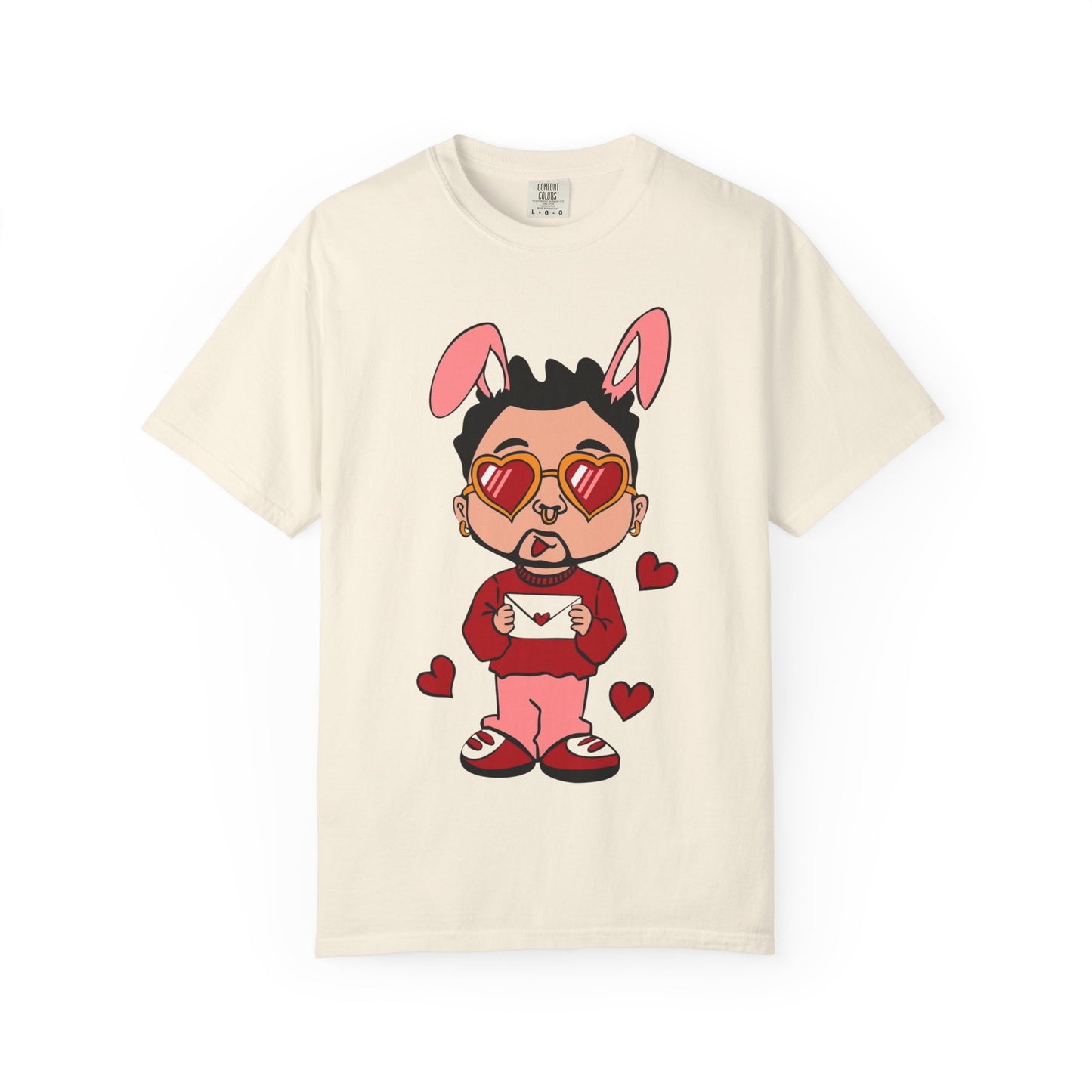 Valentine Bunny Dude T-Shirt — Cute Heart Eyes Love Graphic Tee