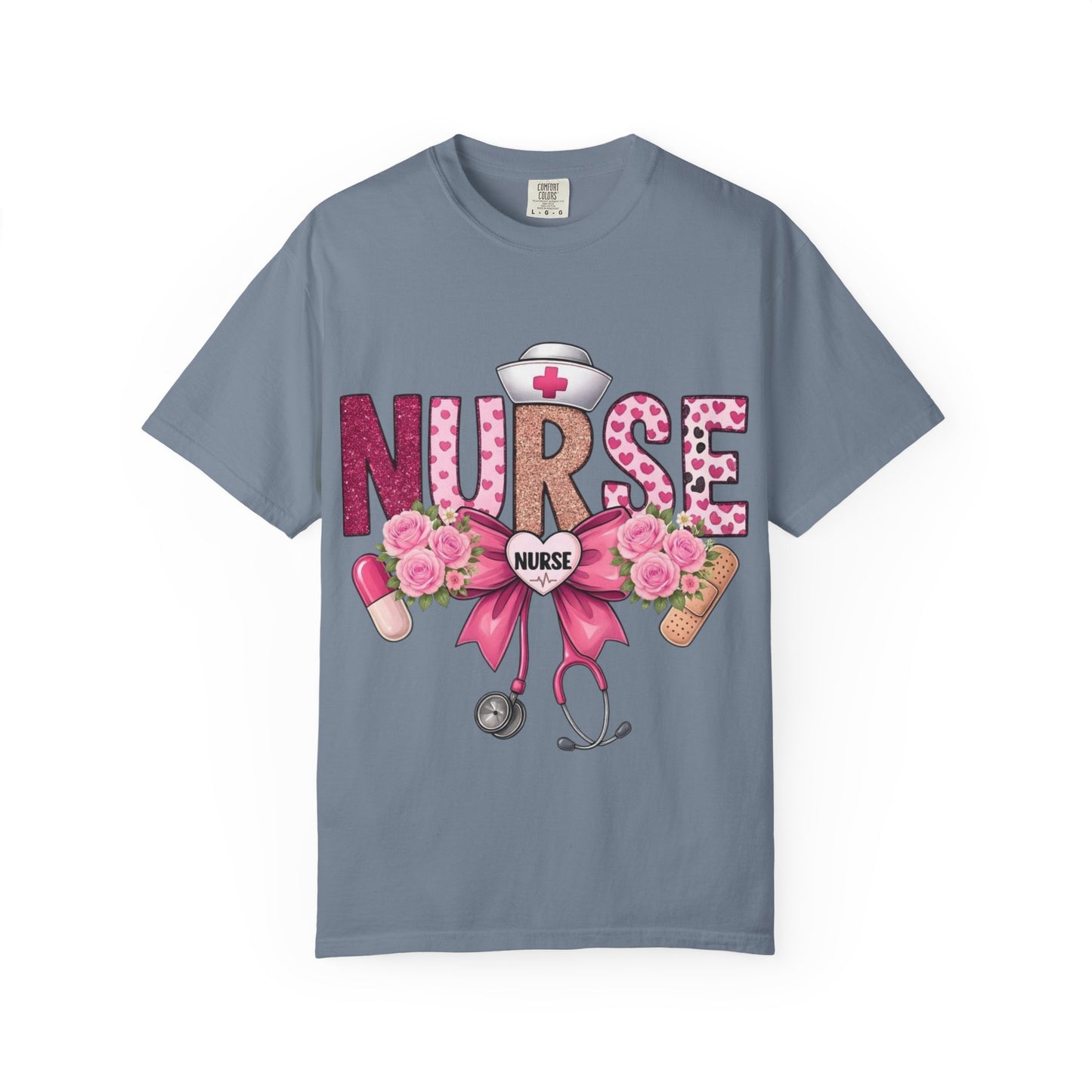 Nurse Floral Heart Stethoscope T-Shirt | Nursing Love Shirt