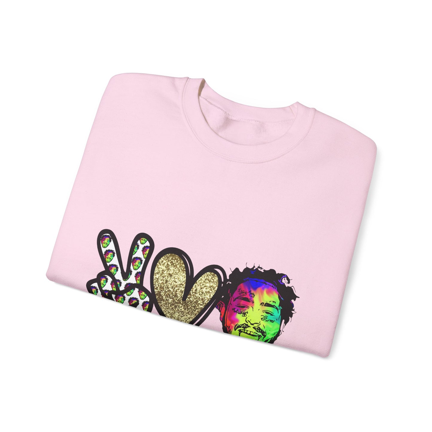 Leopard Peace Sign with Gold Heart crewneck sweatshirt | peace  love