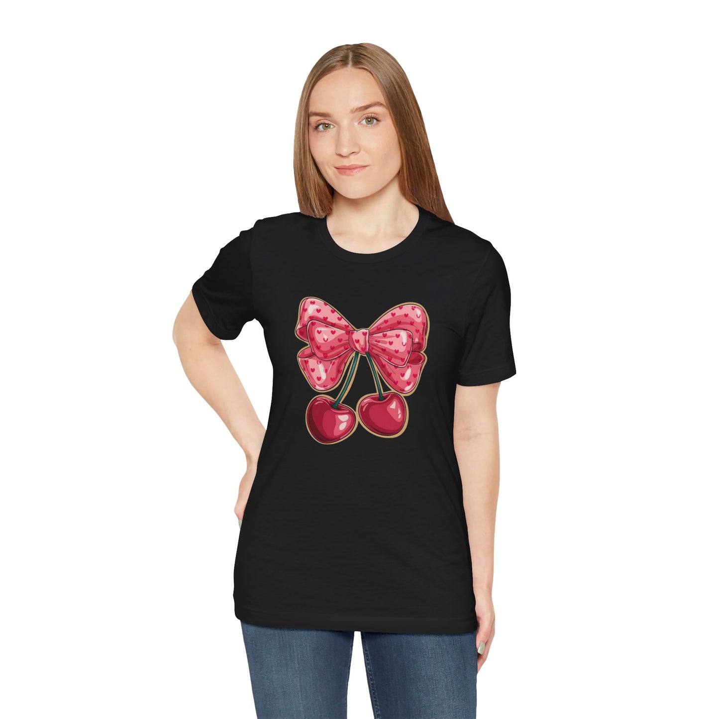 Cherry Bow Tee — Cute Pink Cherry Graphic T-Shirt