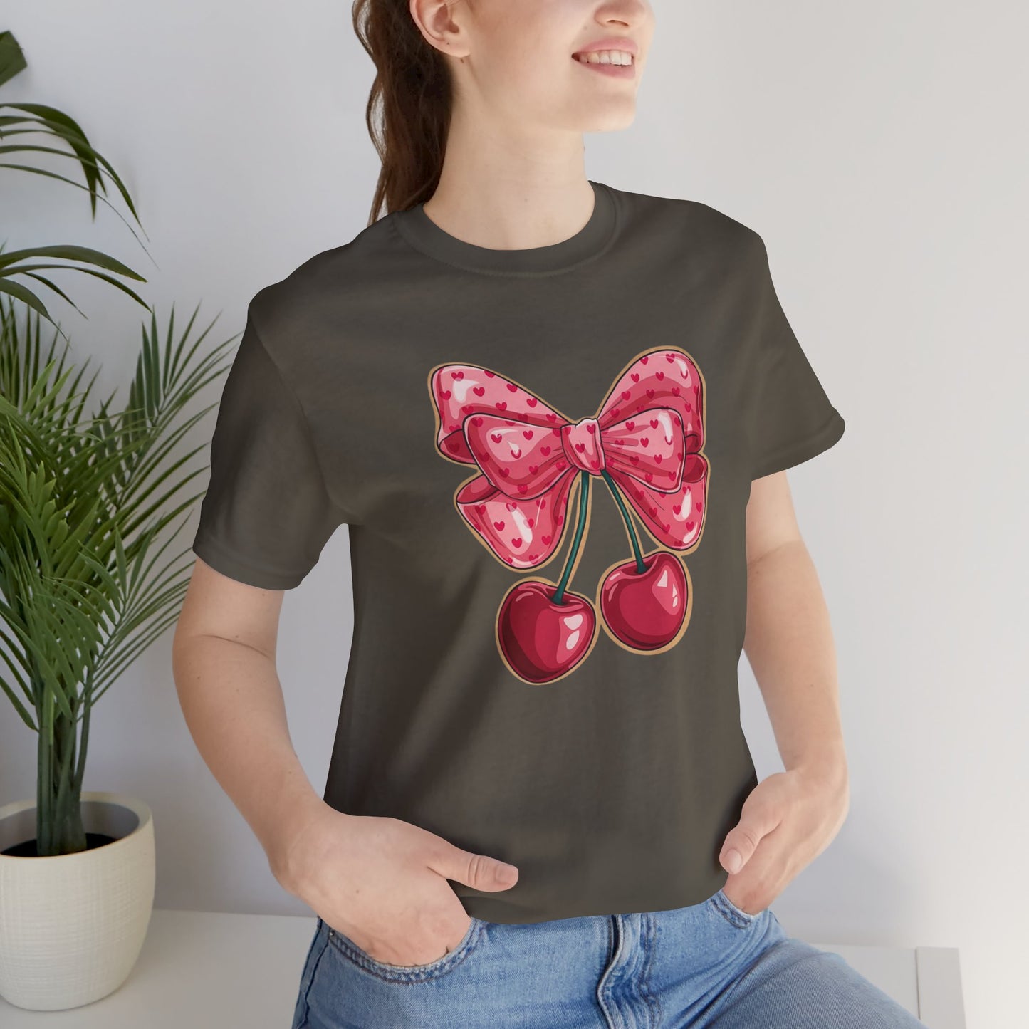 Cherry Bow Tee — Cute Pink Cherry Graphic T-Shirt