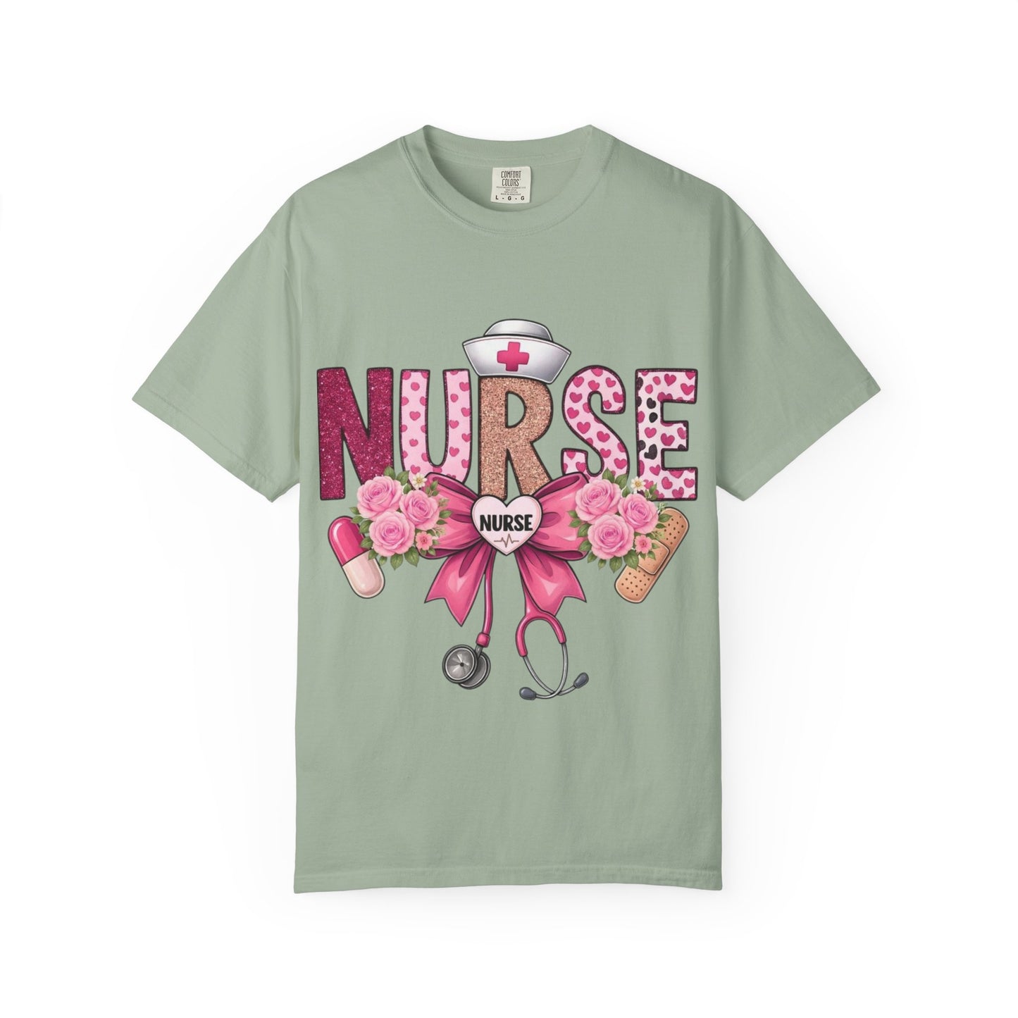 Nurse Floral Heart Stethoscope T-Shirt | Nursing Love Shirt