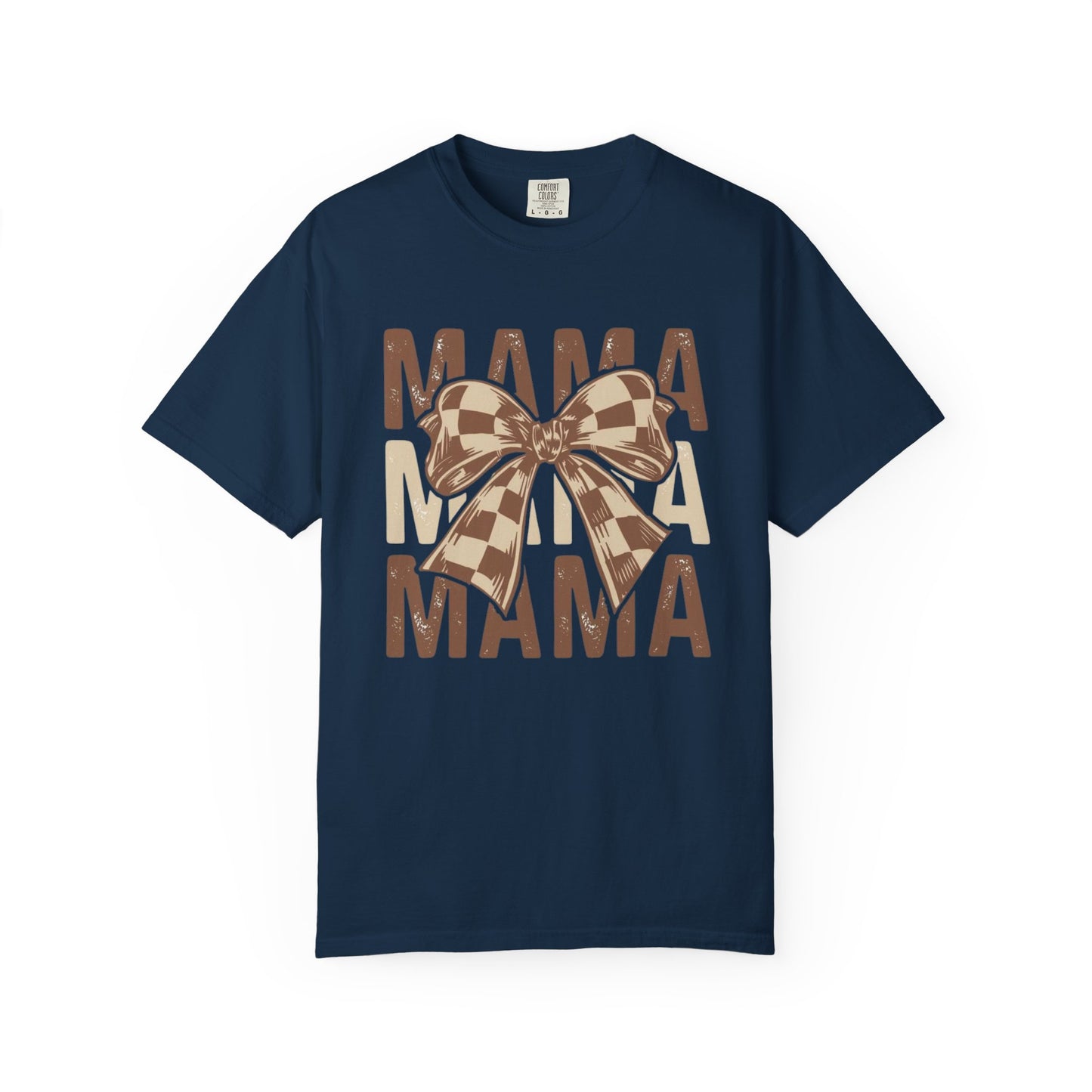 Mama Graphic T-Shirt — Plaid Bow Mom Tee (Mama Print)