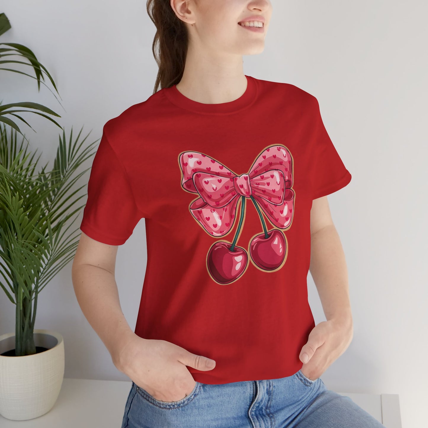 Cherry Bow Tee — Cute Pink Cherry Graphic T-Shirt