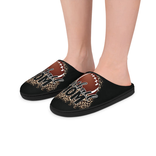 Women's Football Mom Leopard Print Indoor Slippers