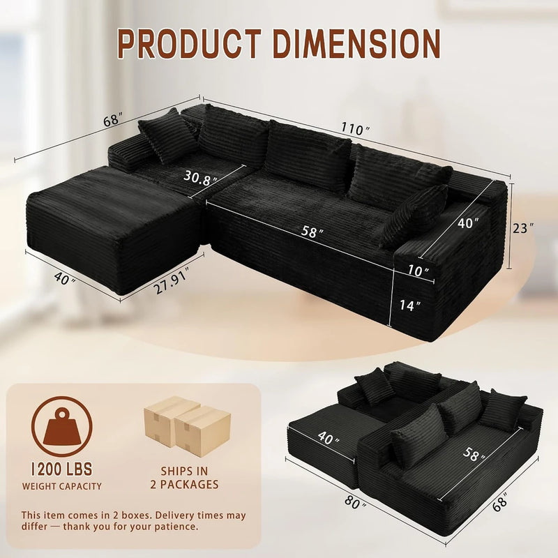 Korser Modular Corduroy Sectional Sofa