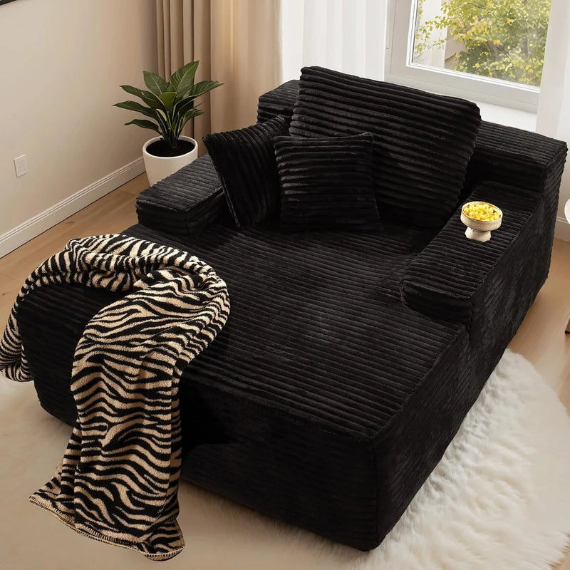Ovios Faux Fur Chaise Lounge Chair