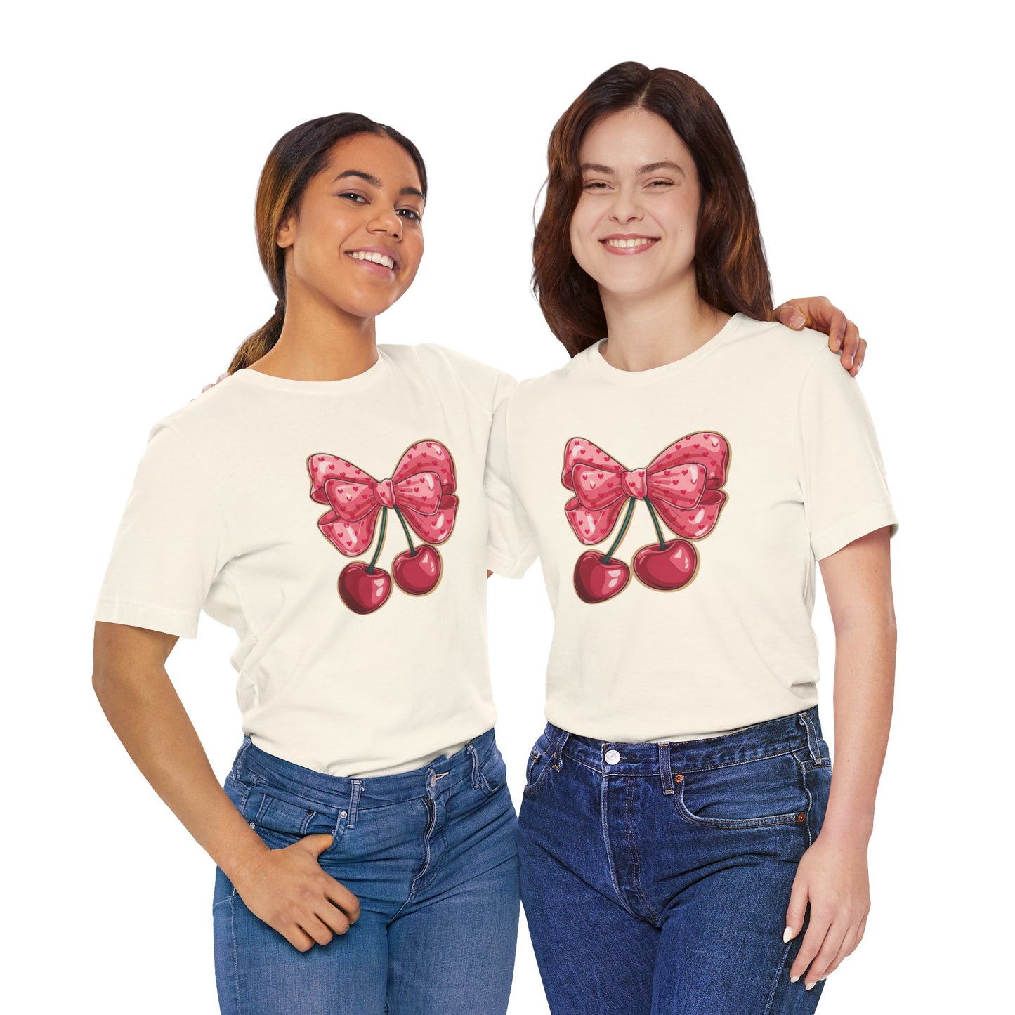 Cherry Bow Tee — Cute Pink Cherry Graphic T-Shirt